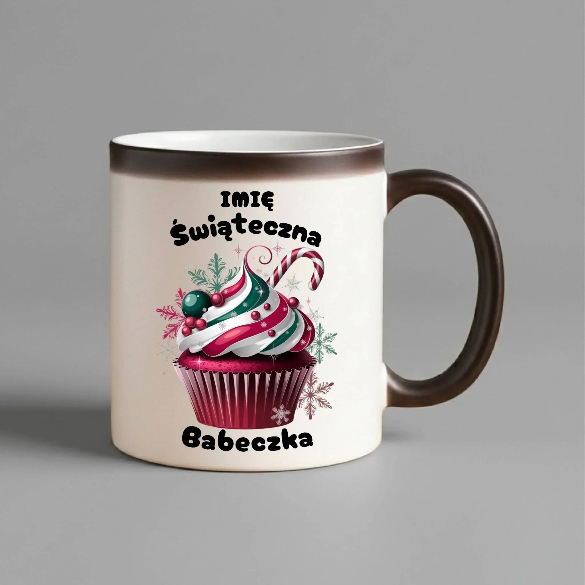 Kubek magiczny na święta - Świąteczna babeczka - personalizowany BN30 - StoryCups.pl
