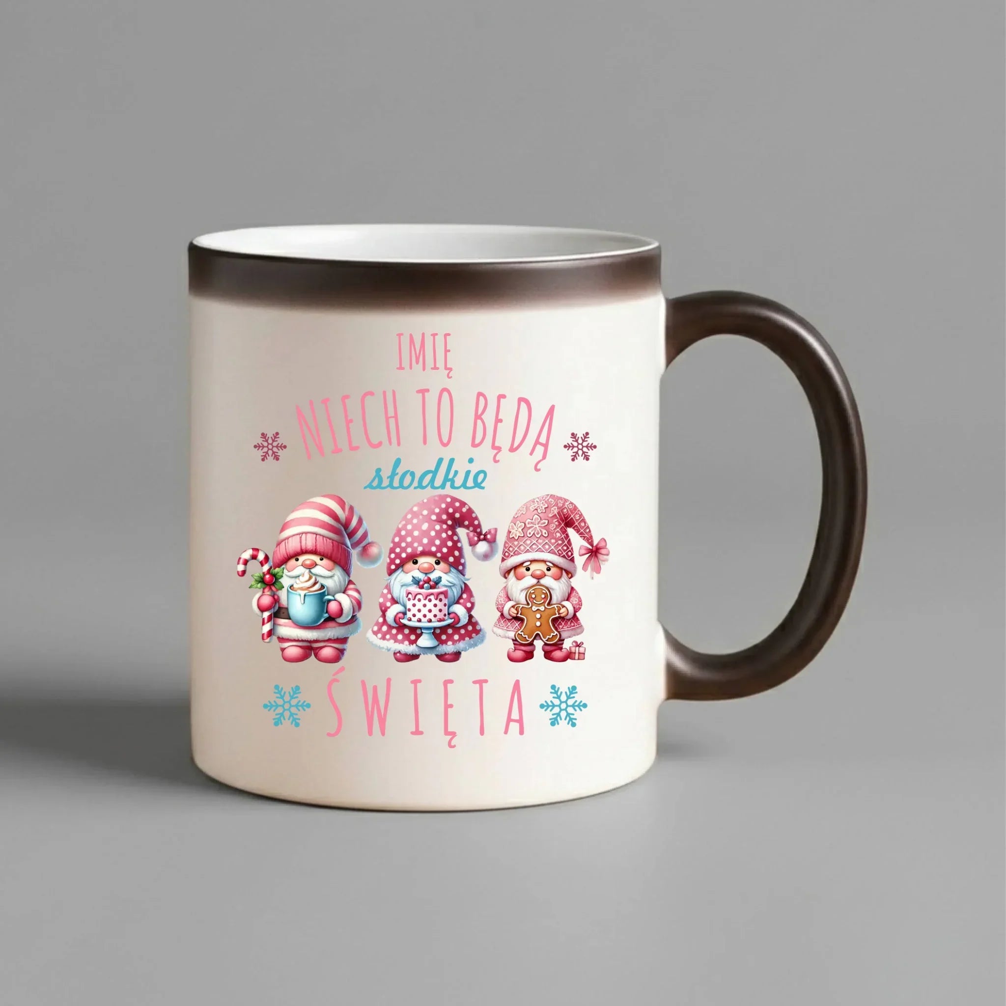 Kubek magiczny świąteczny - Skrzaty Słodkie Święta - personalizowany BN57 - StoryCups.pl