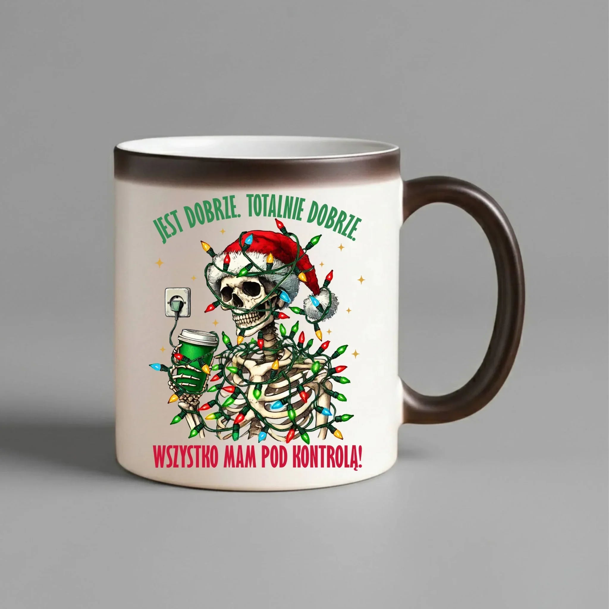 Kubek magiczny świąteczny - Jest dobrze Wszystko mam pod kontrolą BN55 - StoryCups.pl