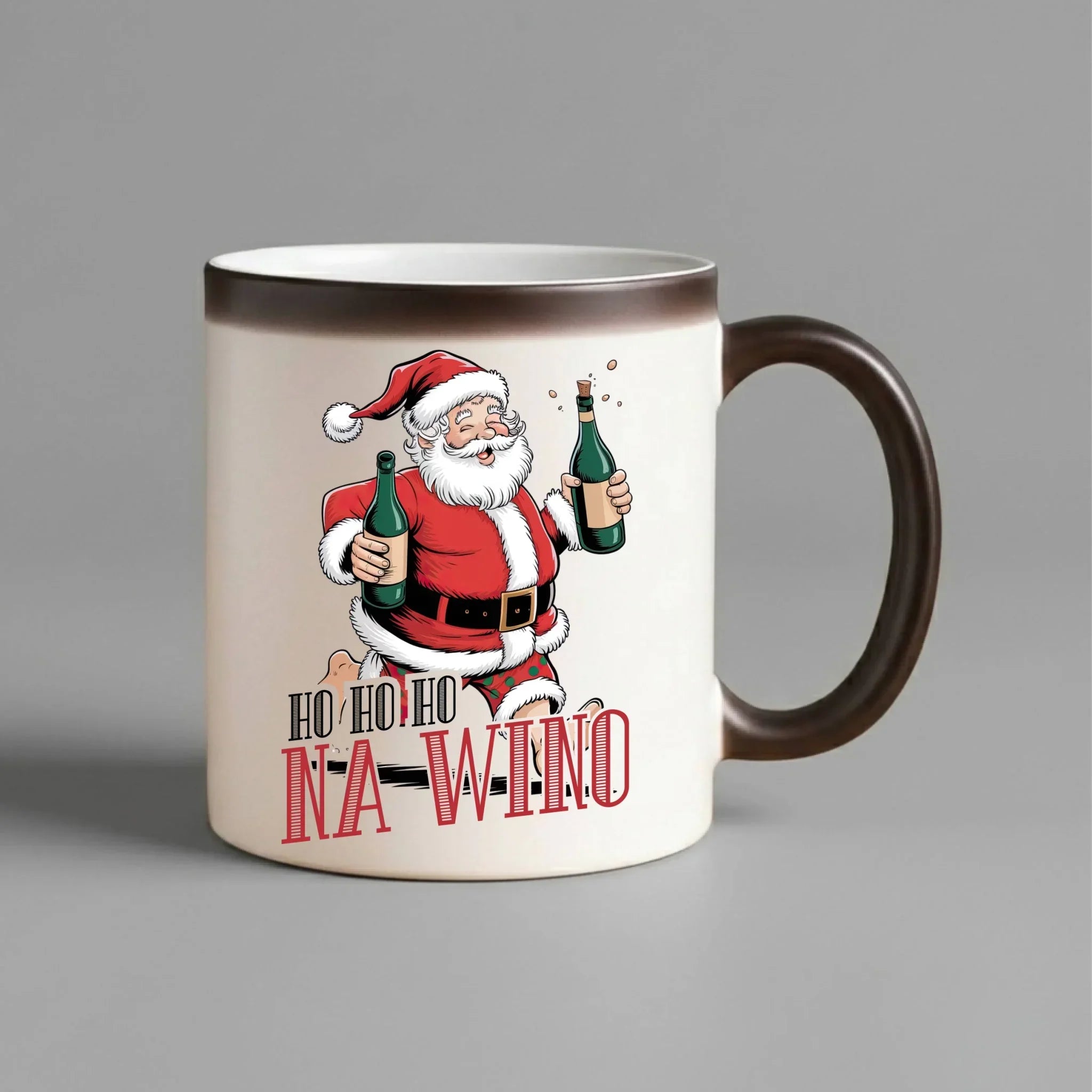 Kubek magiczny świąteczny - Mikołaj Ho ho ho na wino BN61 - StoryCups.pl