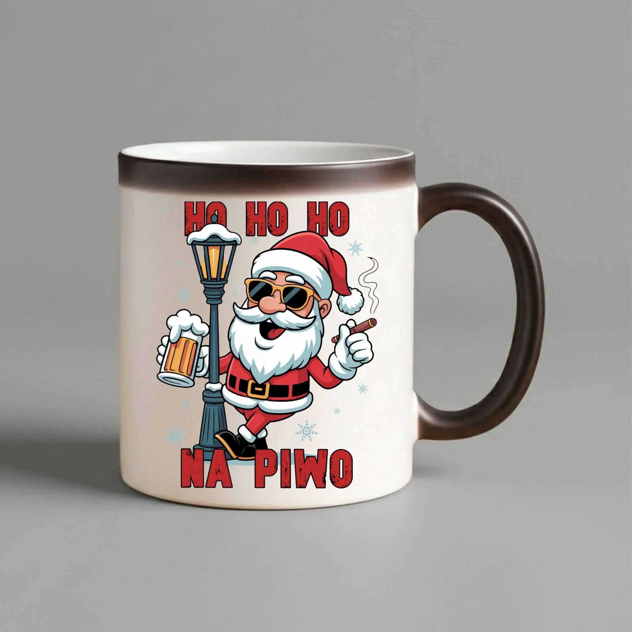 Kubek magiczny świąteczny - Mikołaj Ho ho ho na piwo BN64 - StoryCups.pl