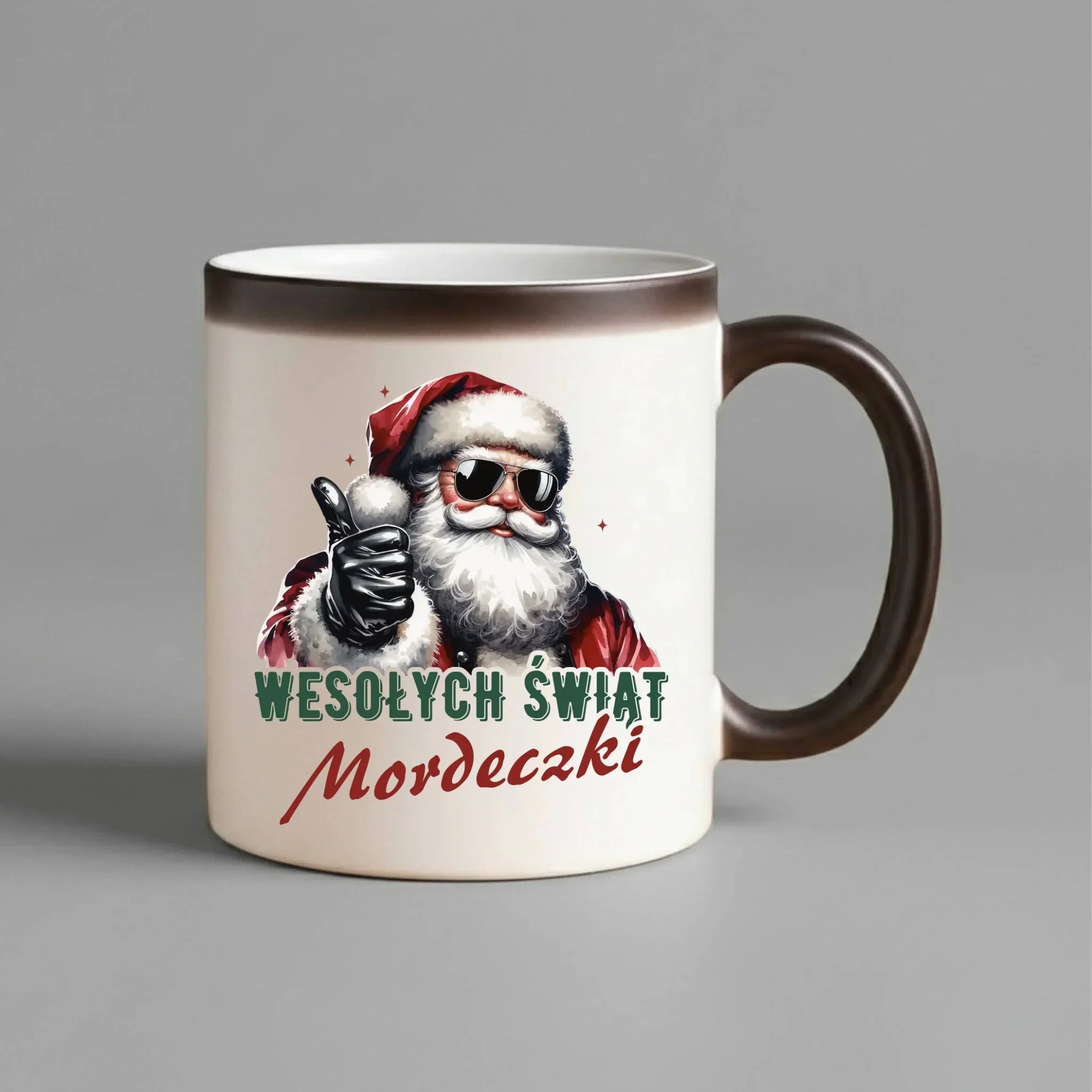 Kubek magiczny świąteczny - Mikołaj Wesołych Świąt mordeczki BN65 - StoryCups.pl