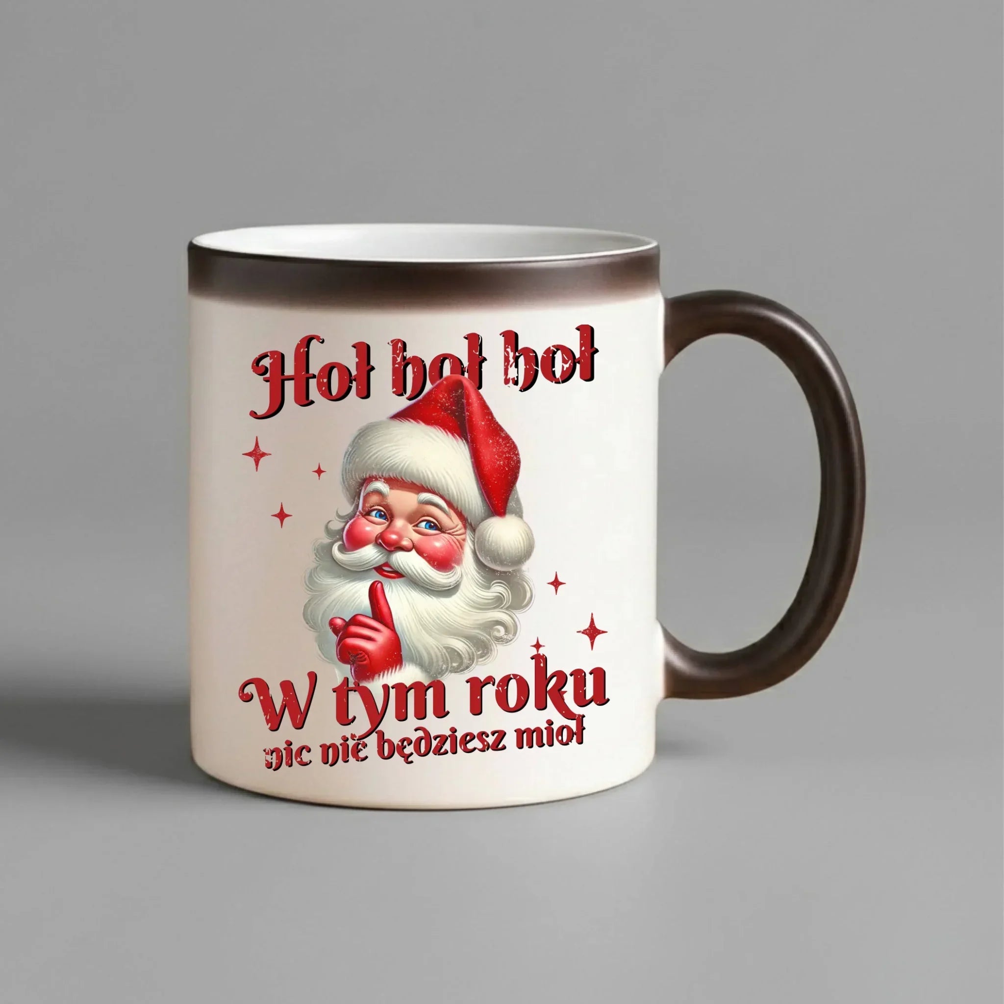 Kubek magiczny świąteczny - Mikołaj Hoł hoł nic nie będziesz mioł BN66 - StoryCups.pl