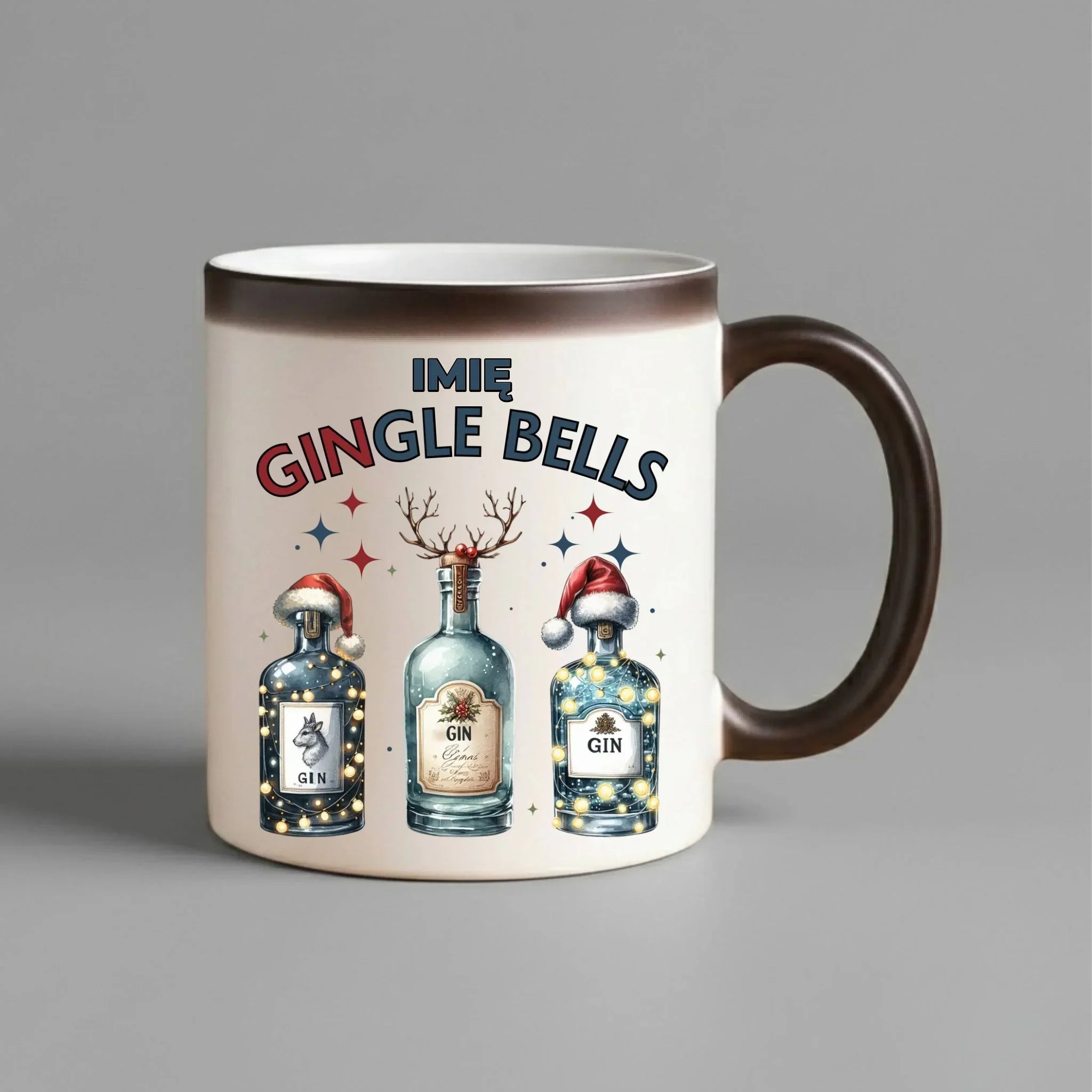 Kubek magiczny świąteczny - Gin Gingle bells - personalizowany BN68 - StoryCups.pl