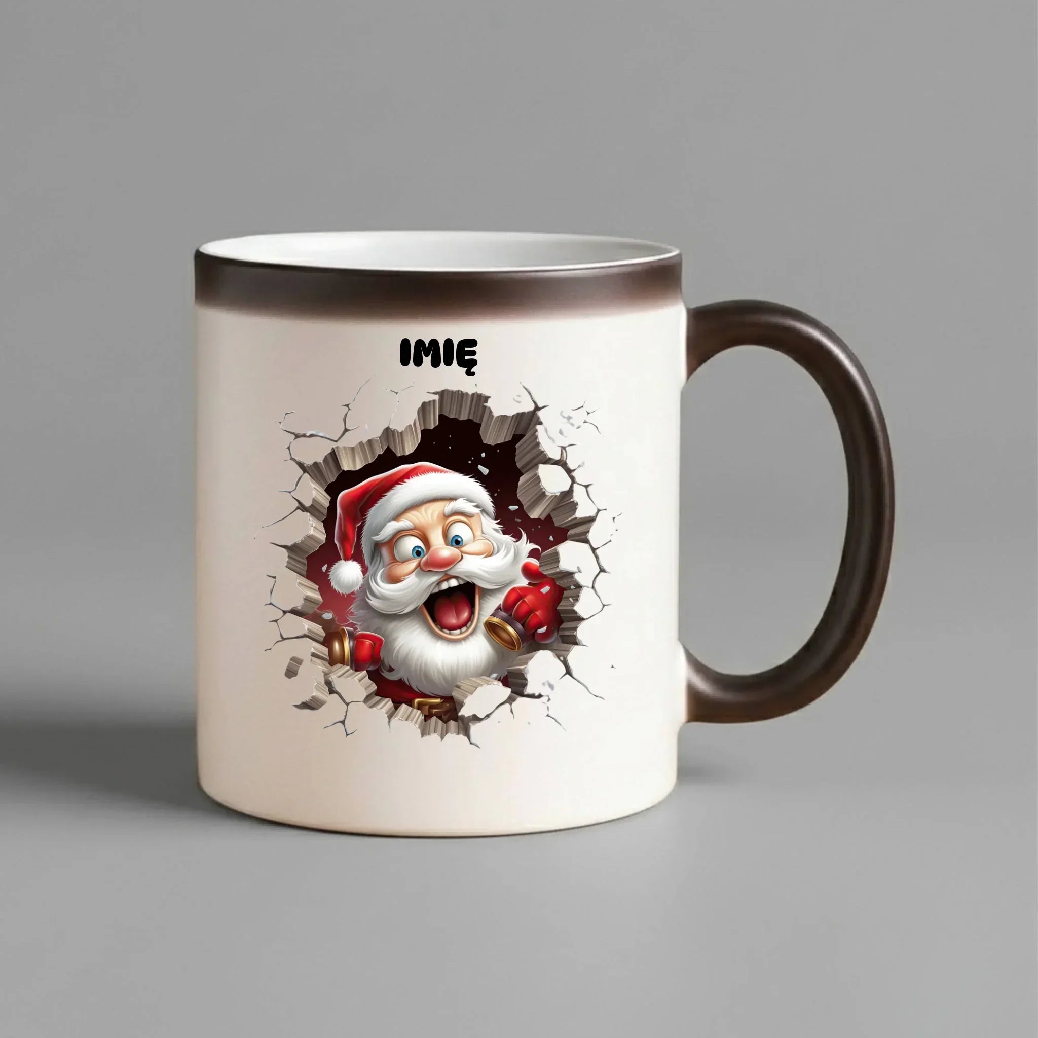 Kubek magiczny świąteczny - Mikołaj 3D - personalizowany BN85 - StoryCups.pl