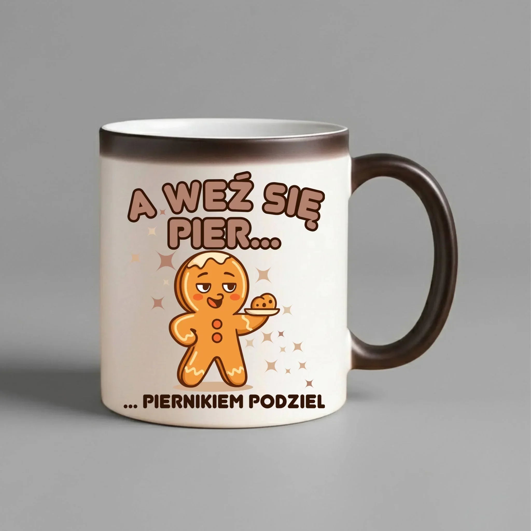 Kubek magiczny świąteczny - Piernik A weź się pier... piernikiem podziel BN87 - StoryCups.pl