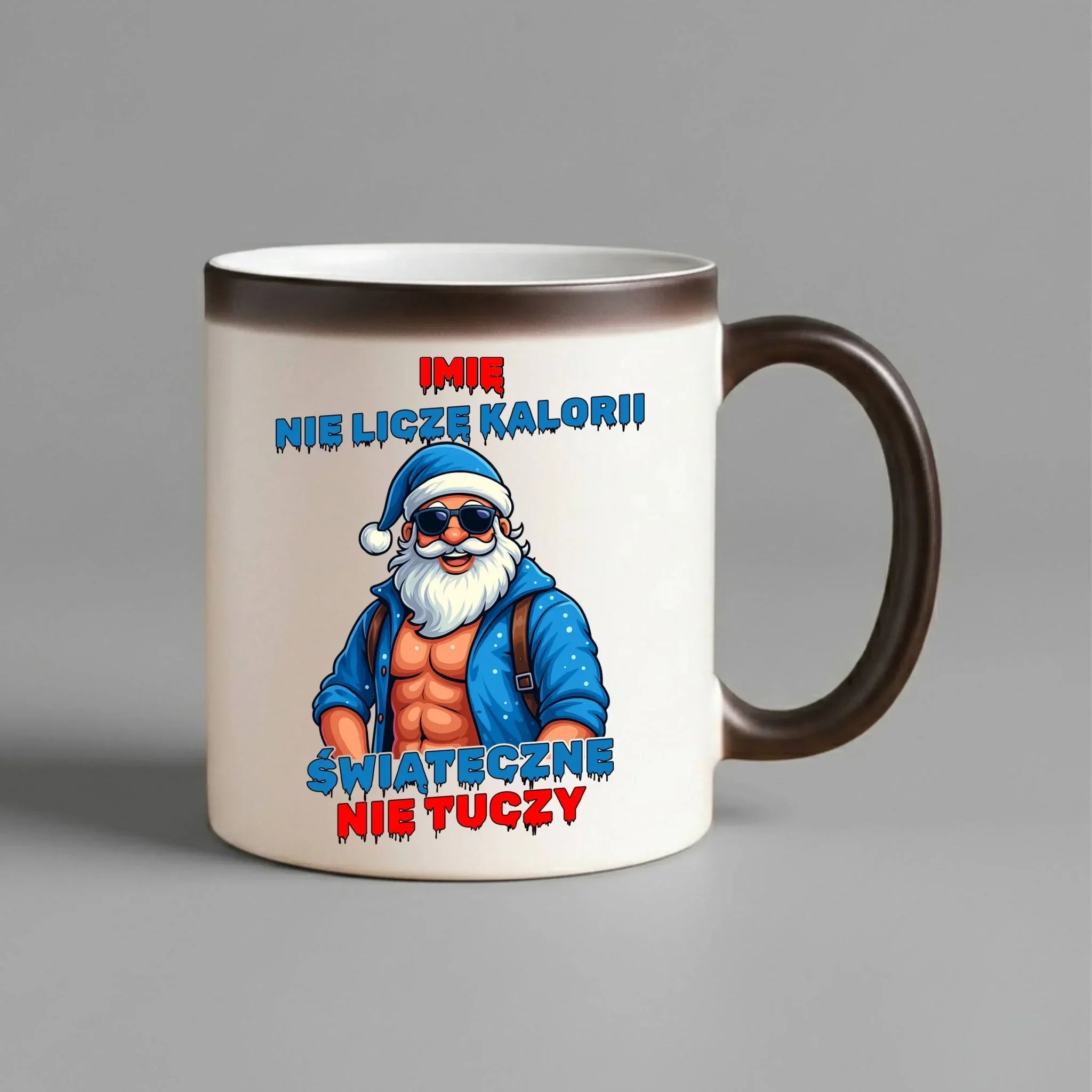Kubek magiczny świąteczny z Mikołajem - Świąteczne nie tuczy - personalizowany BN118 - StoryCups.pl
