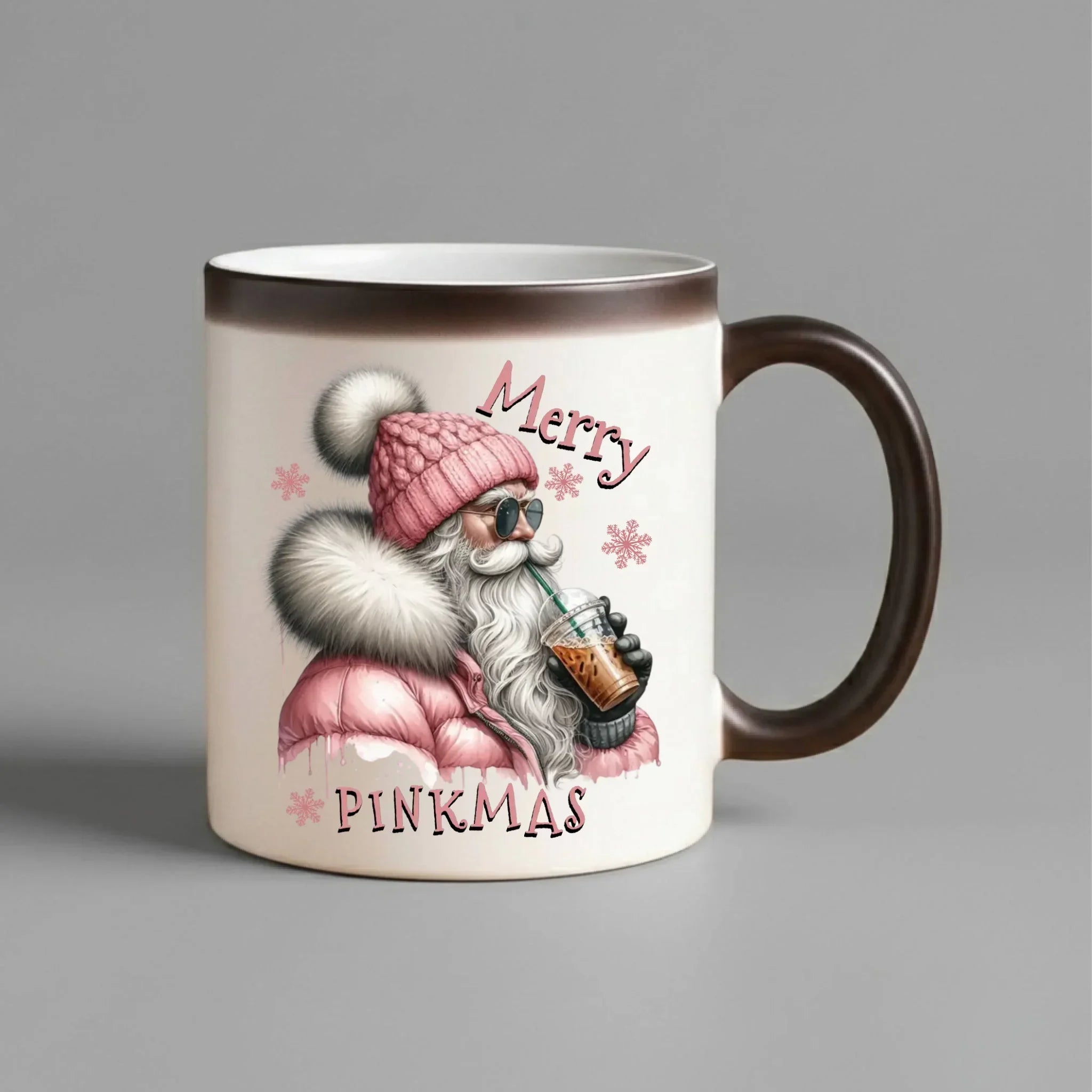 Kubek magiczny świąteczny - Różowe Święta - Merry pinkmas BN117 - StoryCups.pl