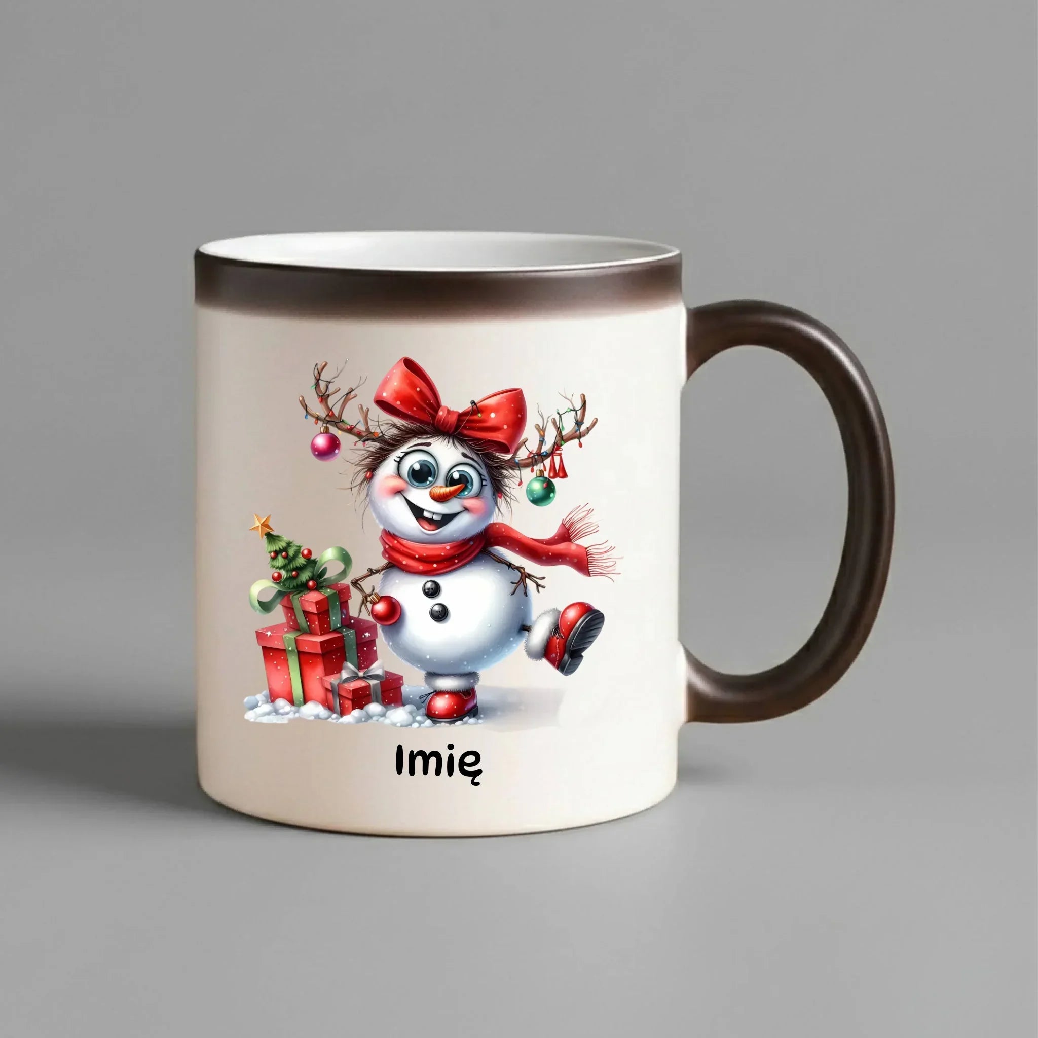 Kubek magiczny świąteczny dla niej - Bałwanek - personalizowany BN123 - StoryCups.pl