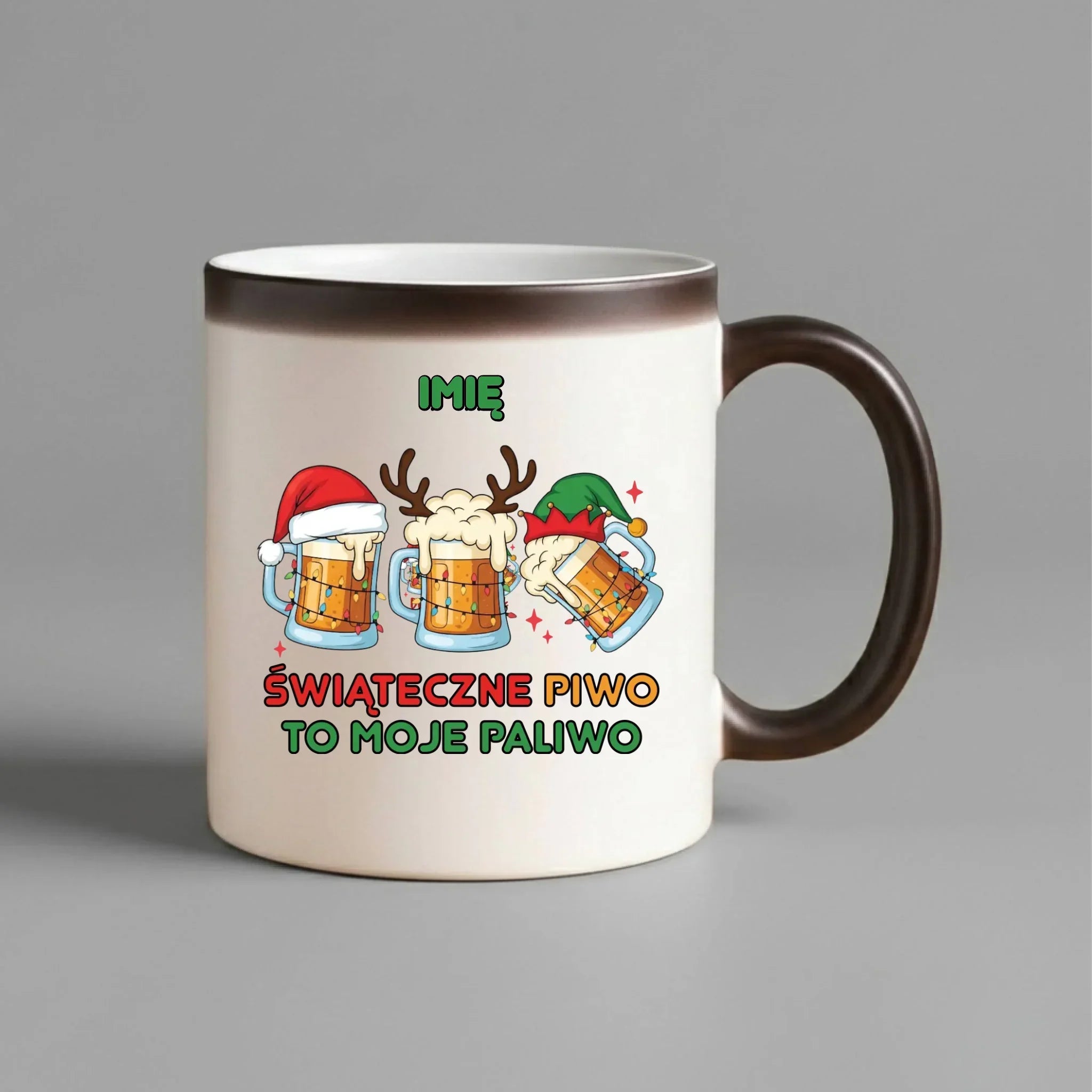 Kubek magiczny świąteczny - Świąteczne piwo to moje paliwo - personalizowany BN119 - StoryCups.pl