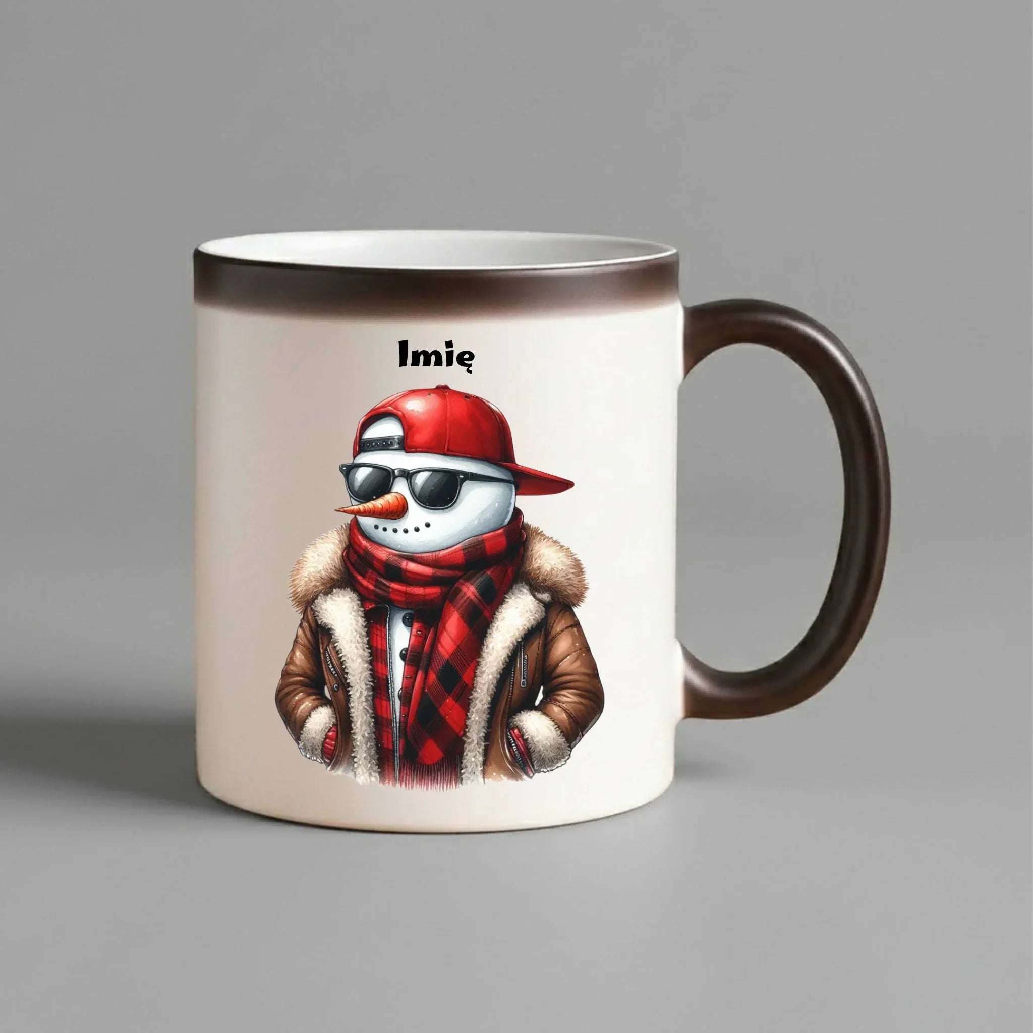 Kubek magiczny świąteczny - Stylowy bałwan - personalizowany BN129 - StoryCups.pl