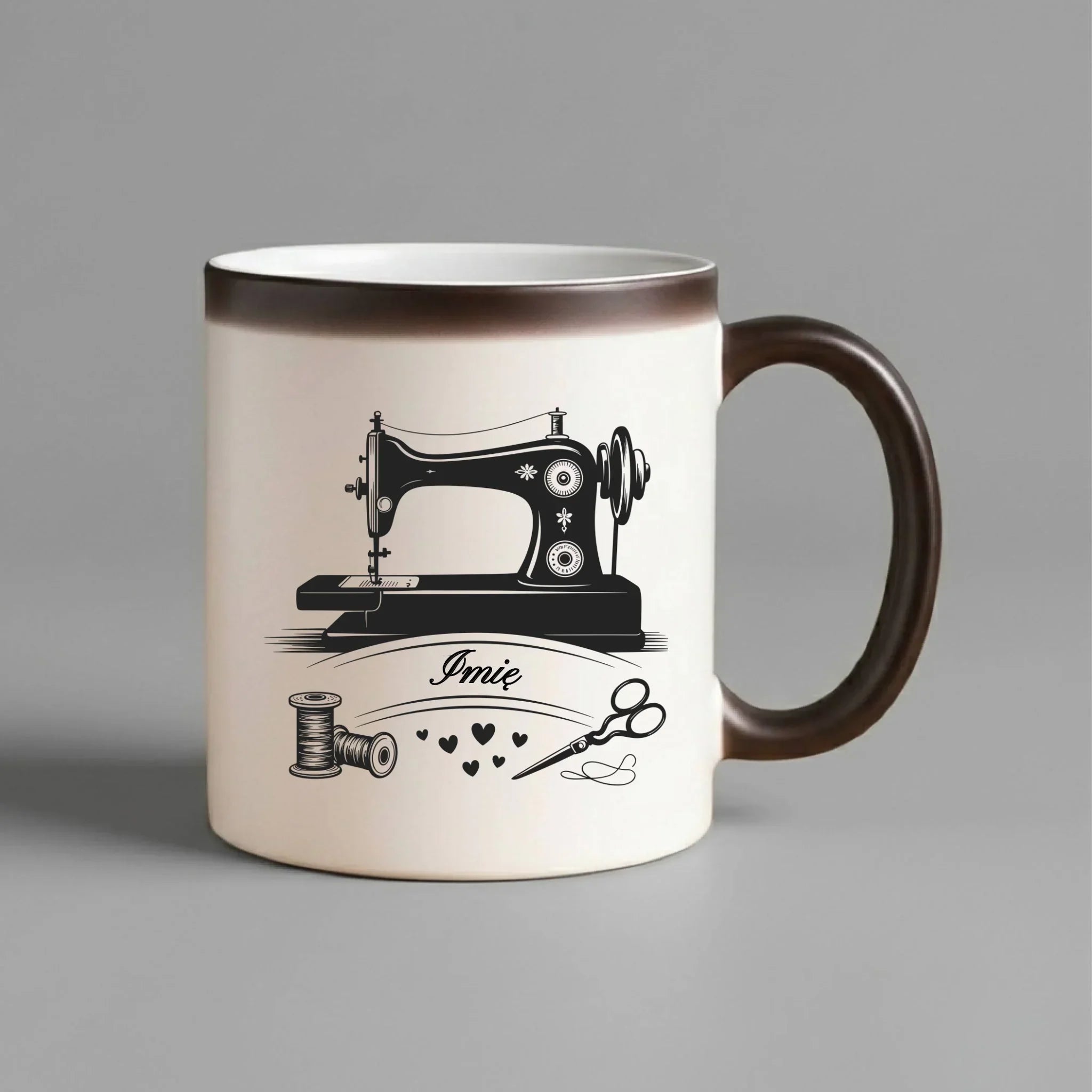 Kubek magiczny szyciowy dla krawcowej - Maszyna vintage- personalizowany HS34 - StoryCups.pl