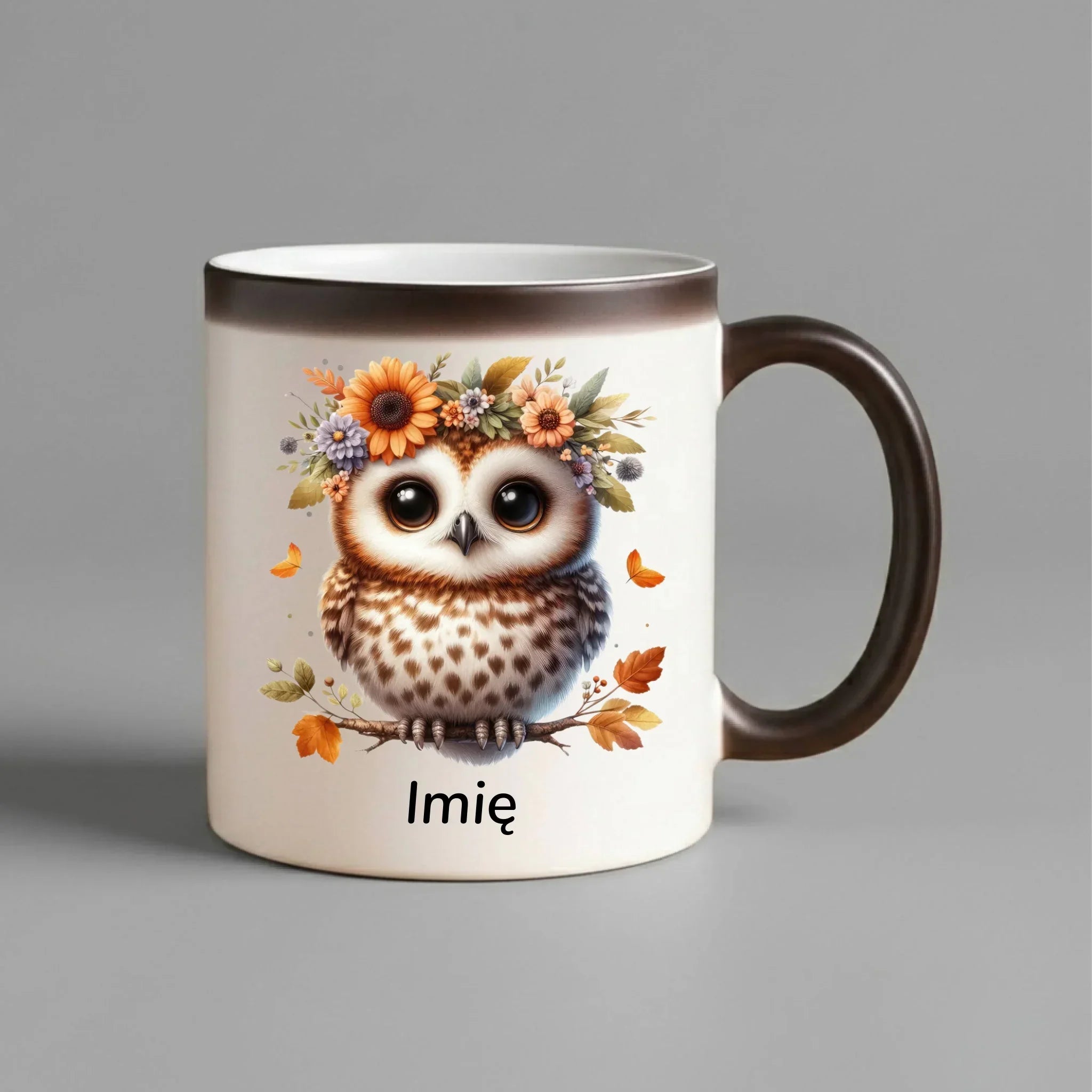 Kubek magiczny jesienny - Sowa w kwiatach JS32 - StoryCups.pl