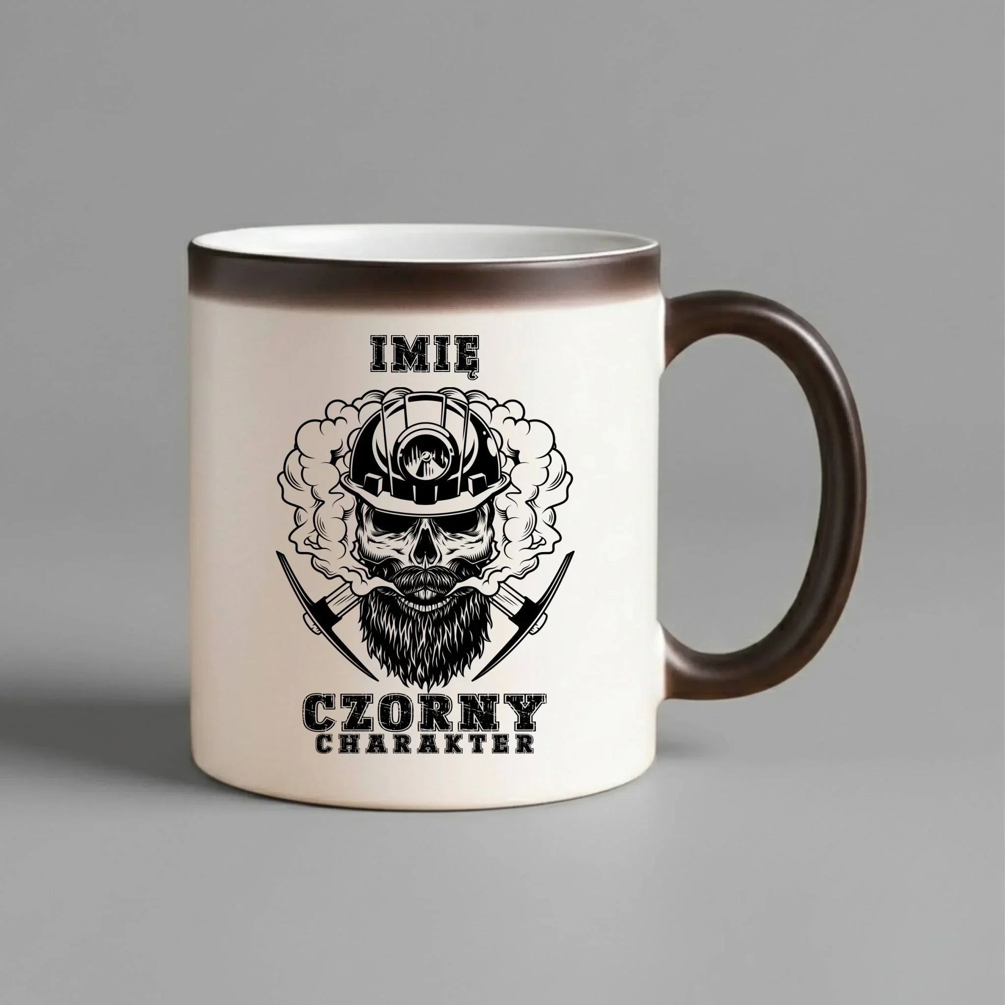 Kubek magiczny - prezent dla górnika - Czorny charakter - personalizowany G06 - StoryCups.pl