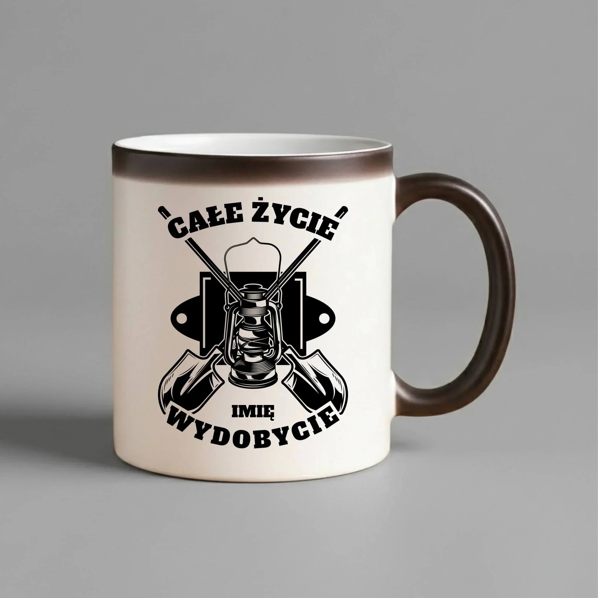 Kubek magiczny - prezent dla górnika - Całe życie wydobycie - personalizowany G01 - StoryCups.pl