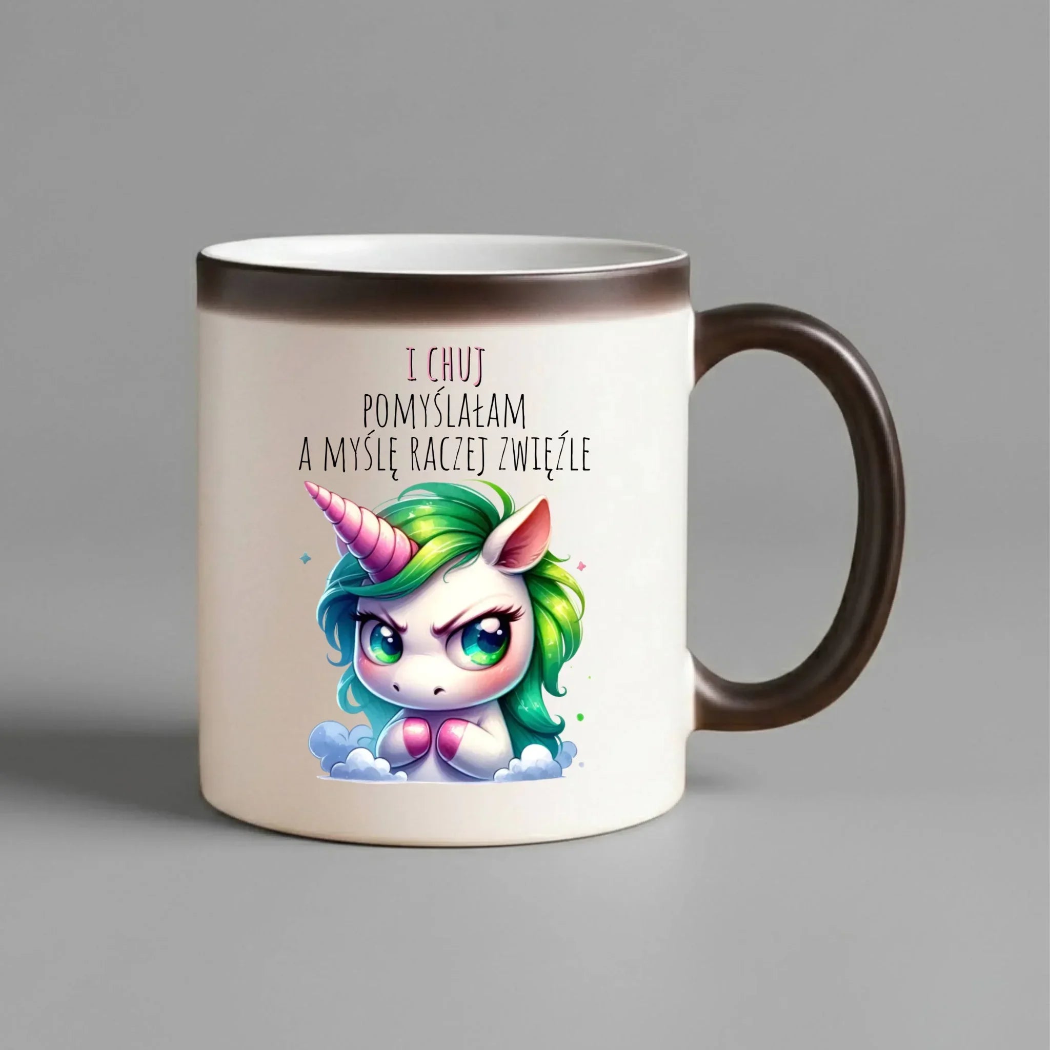 Kubek magiczny z jednorożcem – I ch*j pomyślałam – bez cenzury DZ12 - StoryCups.pl