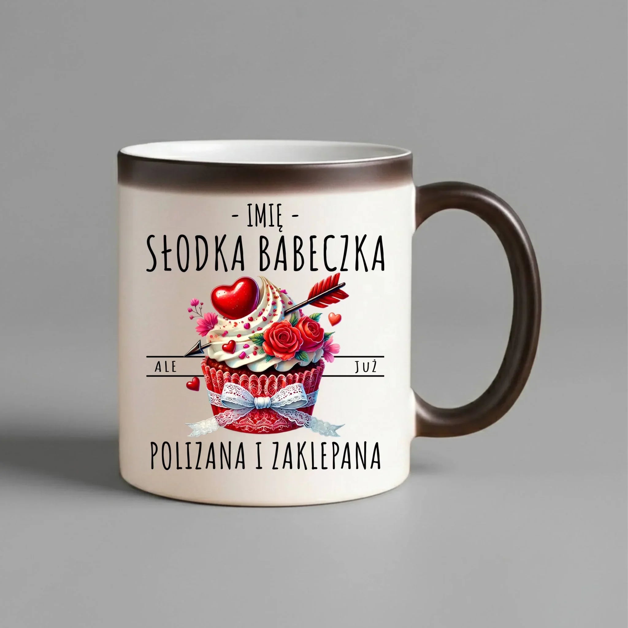 Kubek magiczny - Słodka babeczka polizana i zaklepana - personalizowany W37 - StoryCups.pl