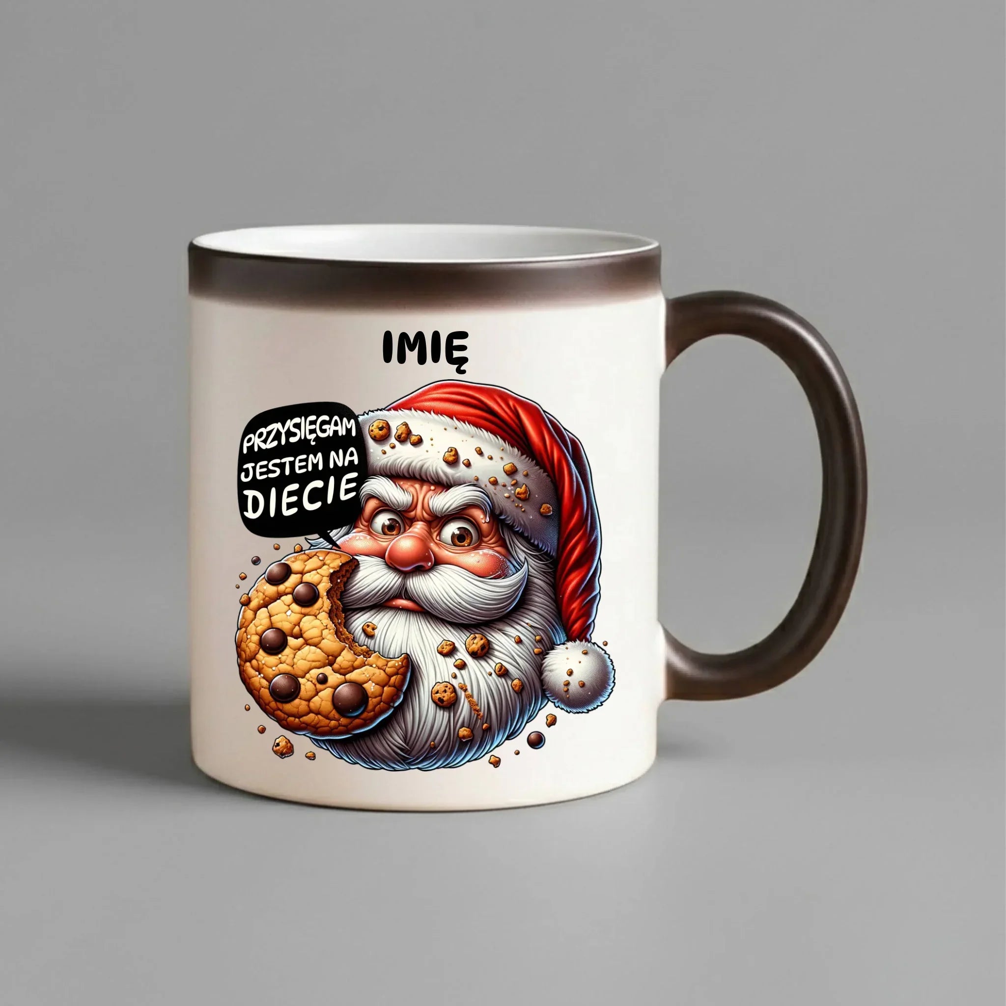 Kubek magiczny świąteczny - Mikołaj Przysięgam jestem na diecie - personalizowany BN97 - StoryCups.pl