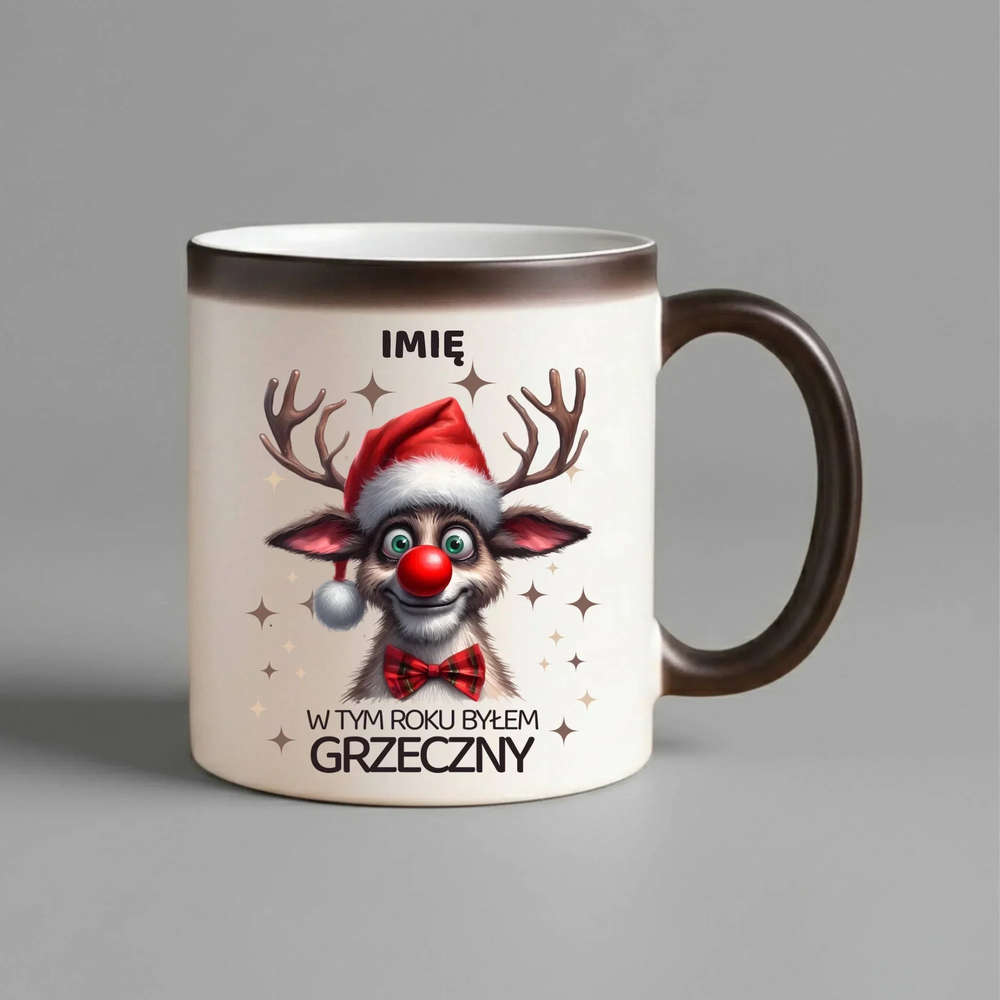 Kubek magiczny świąteczny - Renifer W tym roku byłem grzeczny - personalizowany BN96 - StoryCups.pl