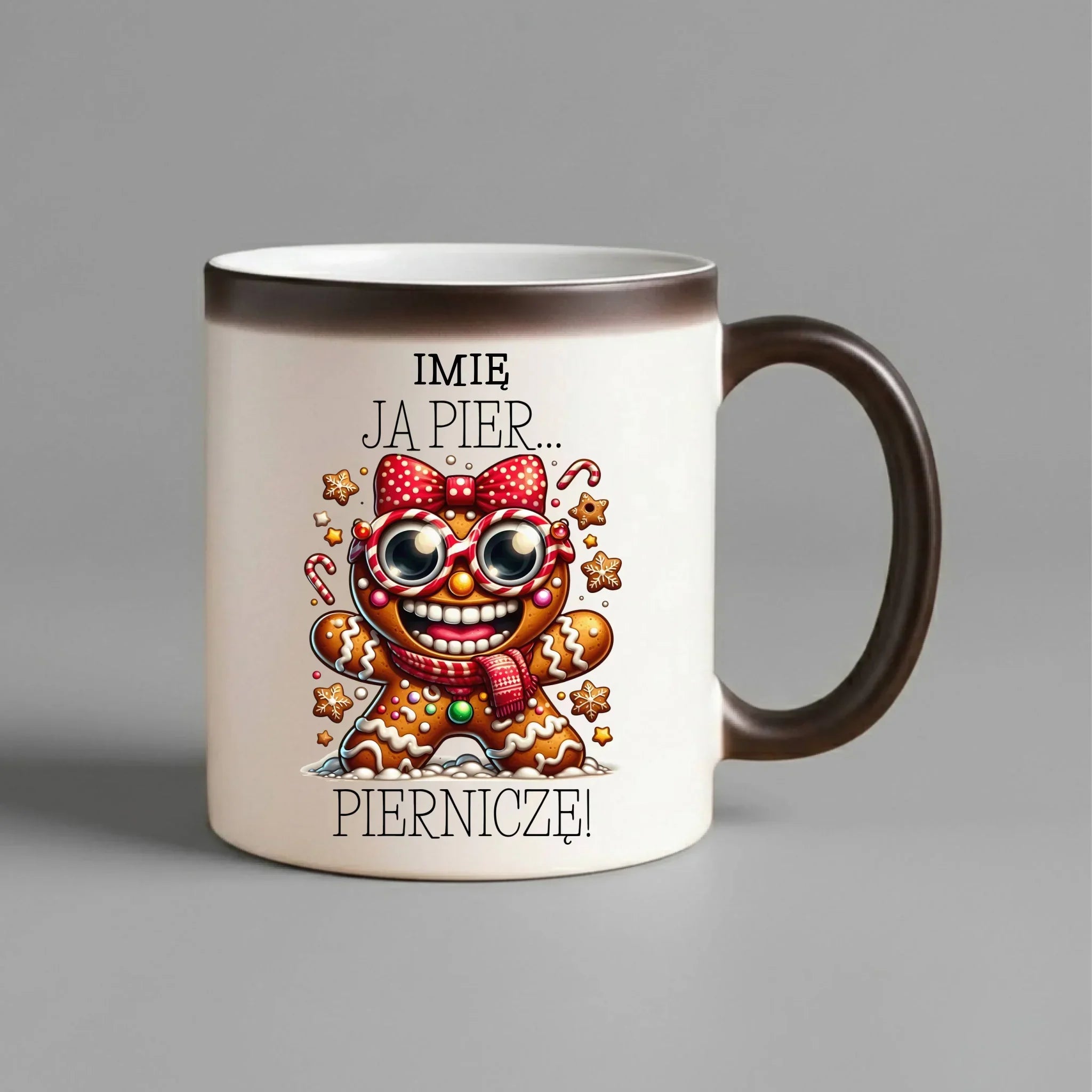 Kubek magiczny świąteczny - Babeczka Ja pierniczę - personalizowany BN95 - StoryCups.pl