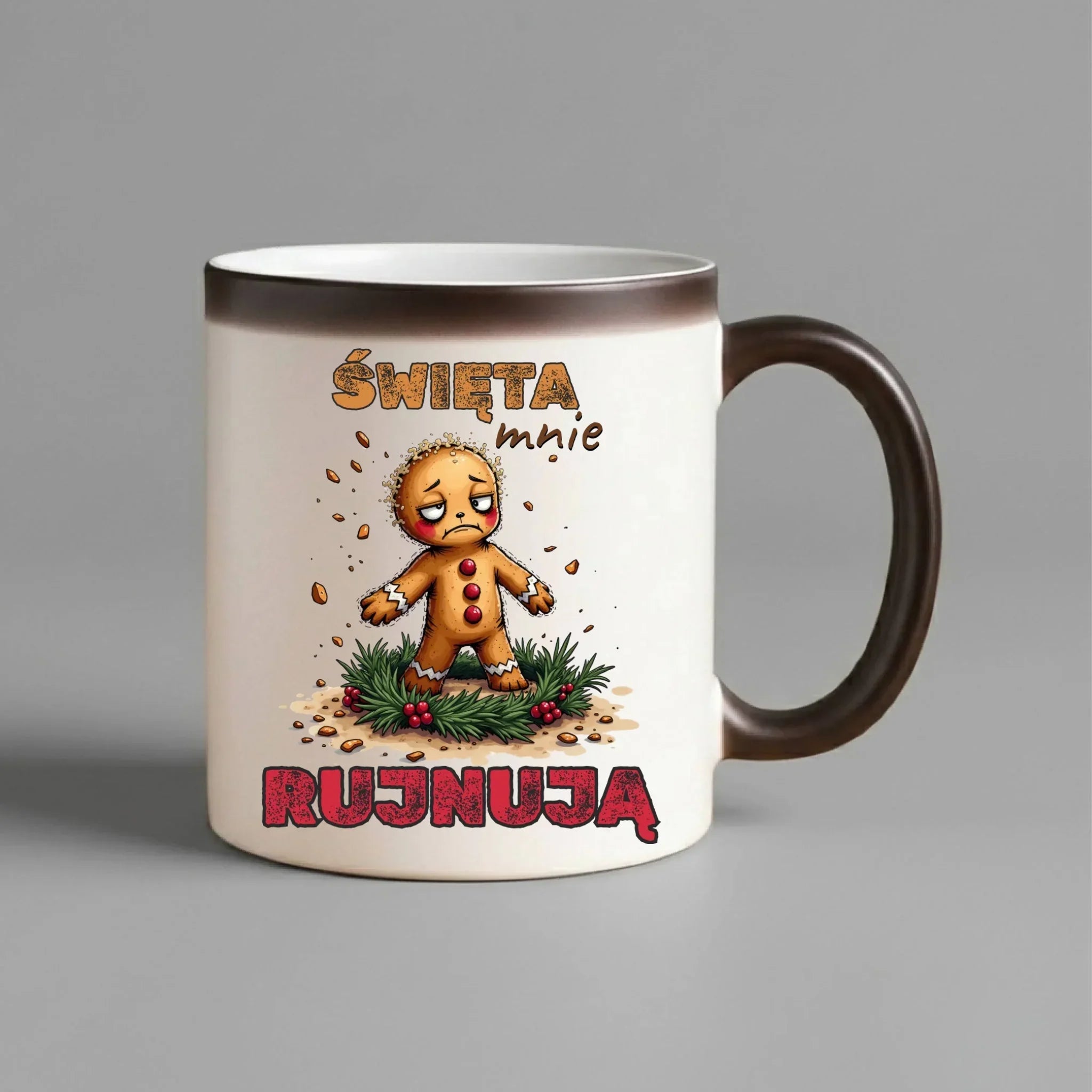 Kubek magiczny świąteczny - Piernik Święta mnie rujnują BN143 - StoryCups.pl