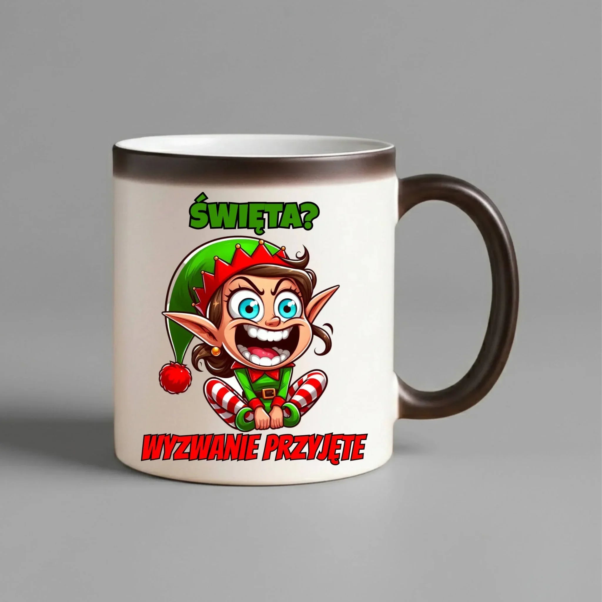 Kubek magiczny świąteczny - Skrzat Wyzwanie przyjęte BN100 - StoryCups.pl
