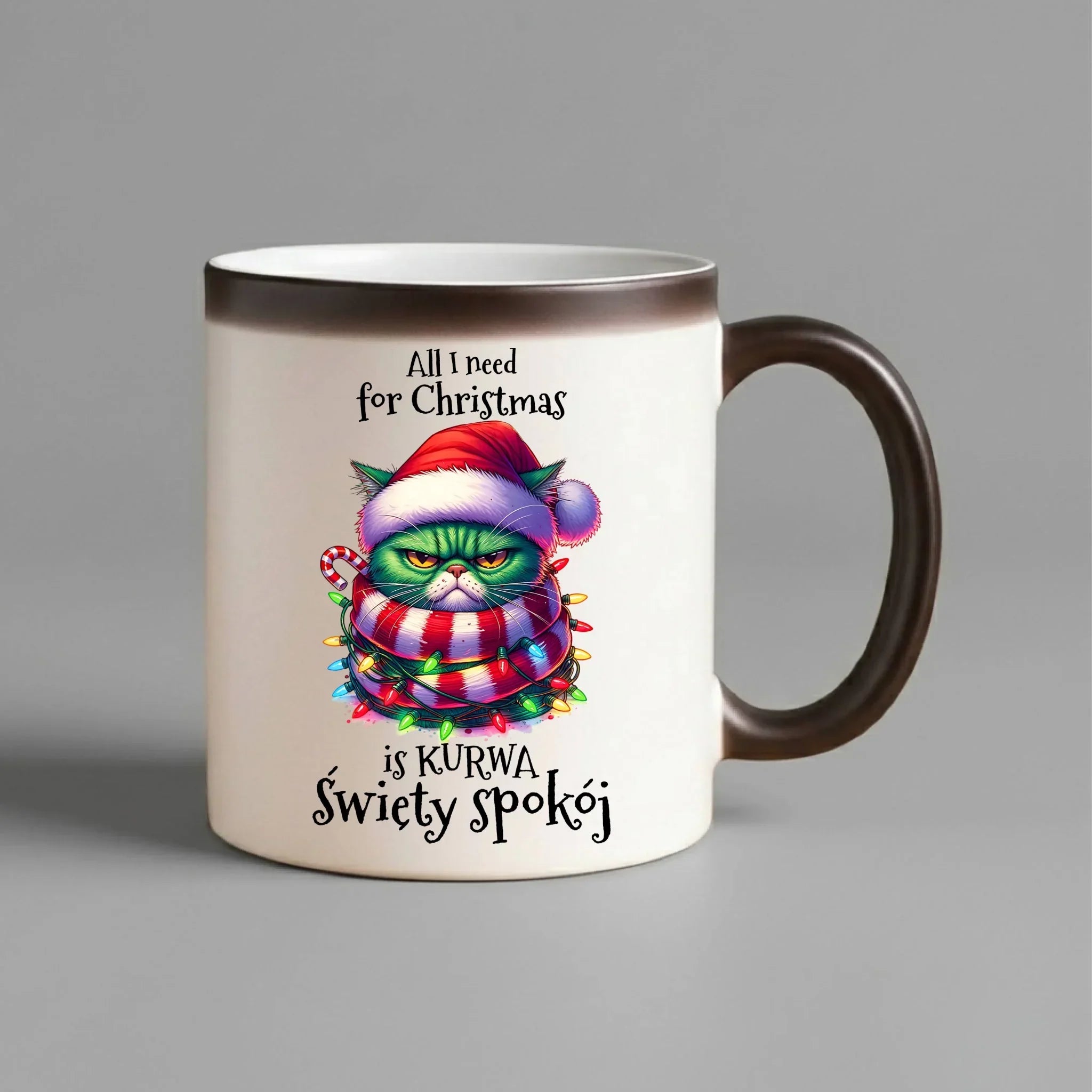Kubek magiczny świąteczny - All I need for Christmas is ku*wa święty spokój - bez cenzury BN101 - StoryCups.pl