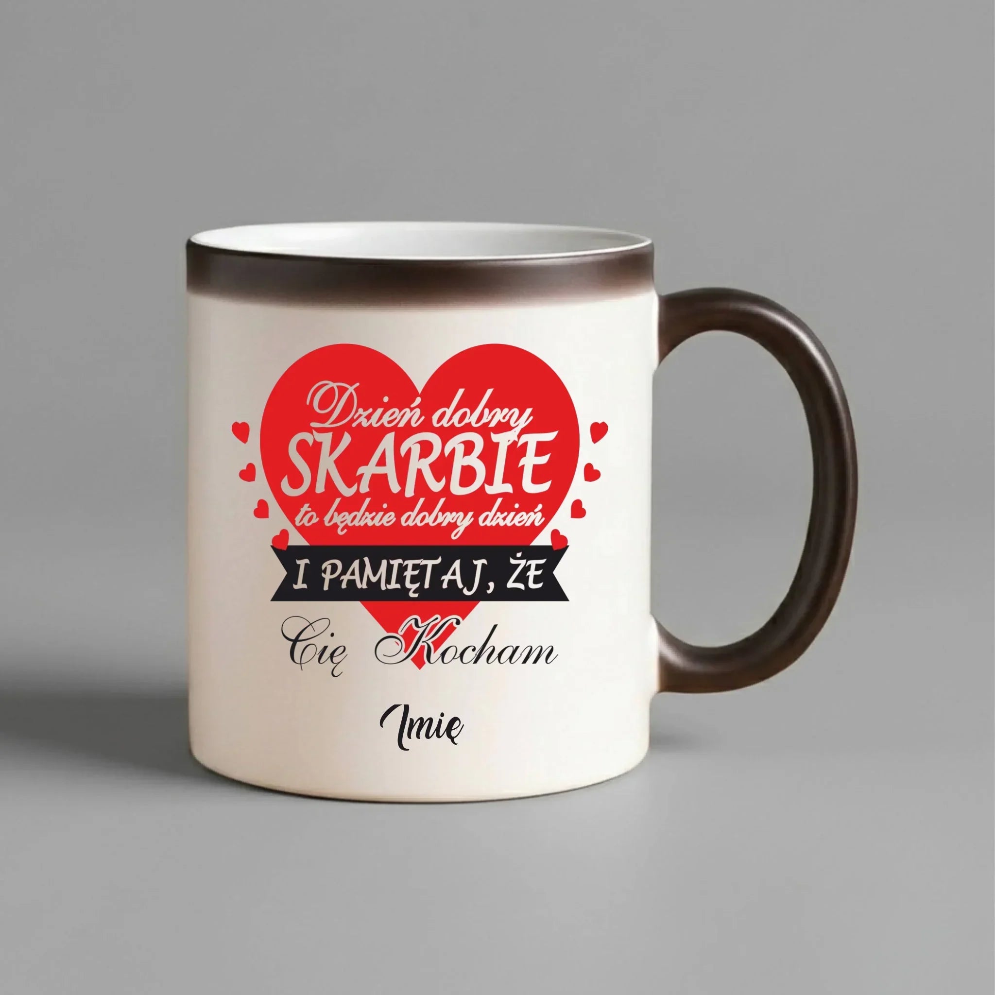 Kubek magiczny dla par - Dzień dobry Skarbie - personalizowany W02 - StoryCups.pl