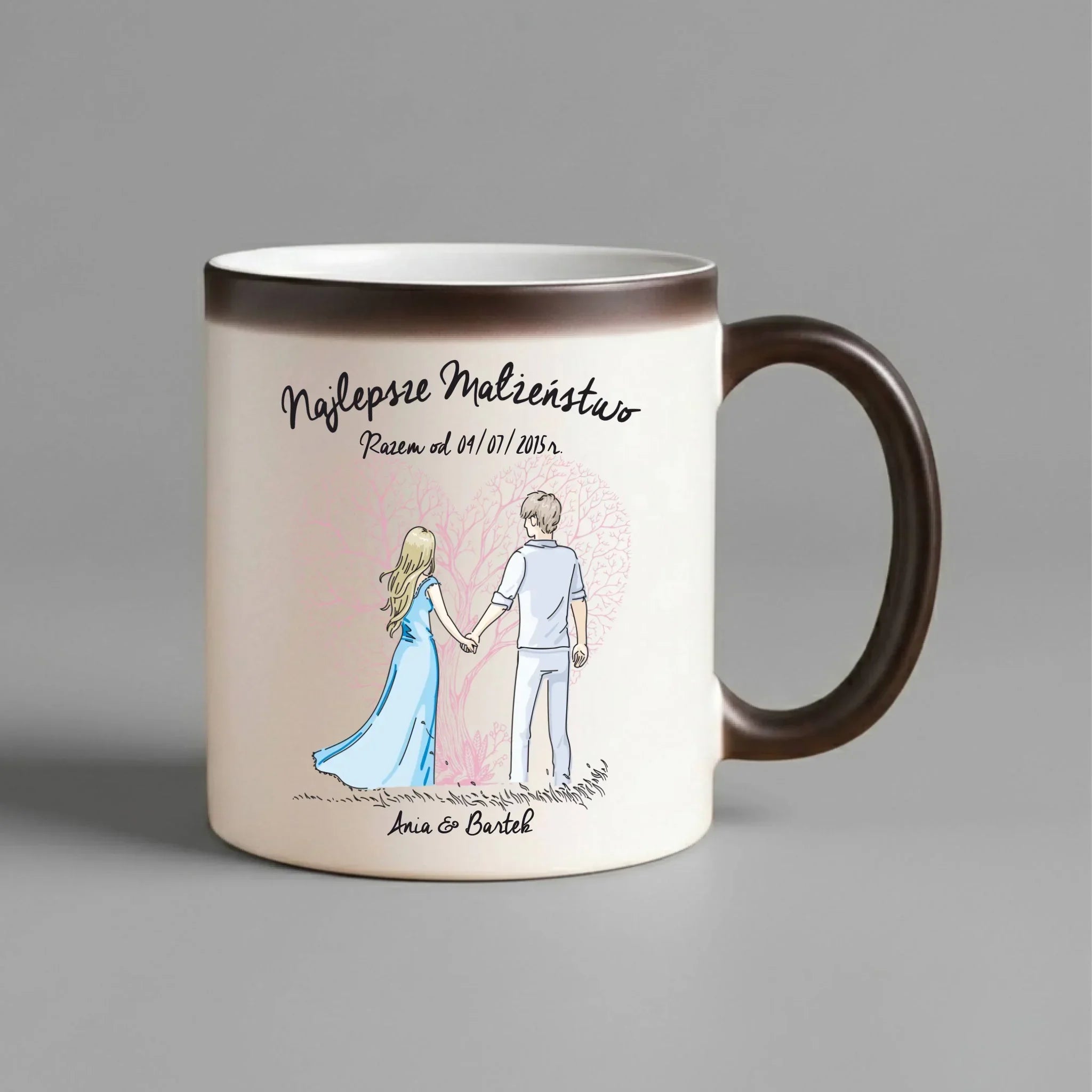 Kubek magiczny dla par - Najlepsze małżeństwo - personalizowany W03 - StoryCups.pl