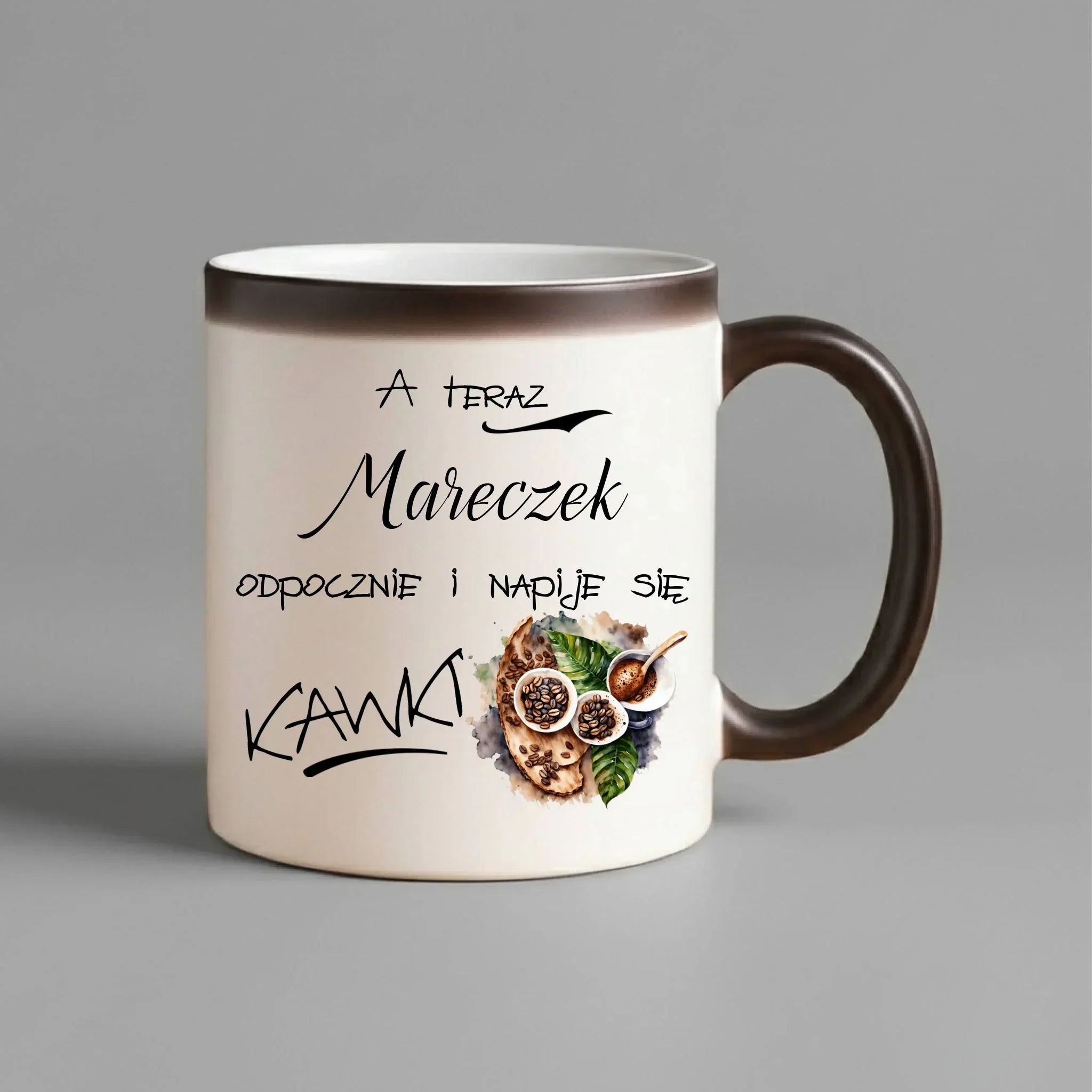 Kubek magiczny - Odpocznie i napije się kawki prezent dla kawosza - personalizowany DCH04 - StoryCups.pl