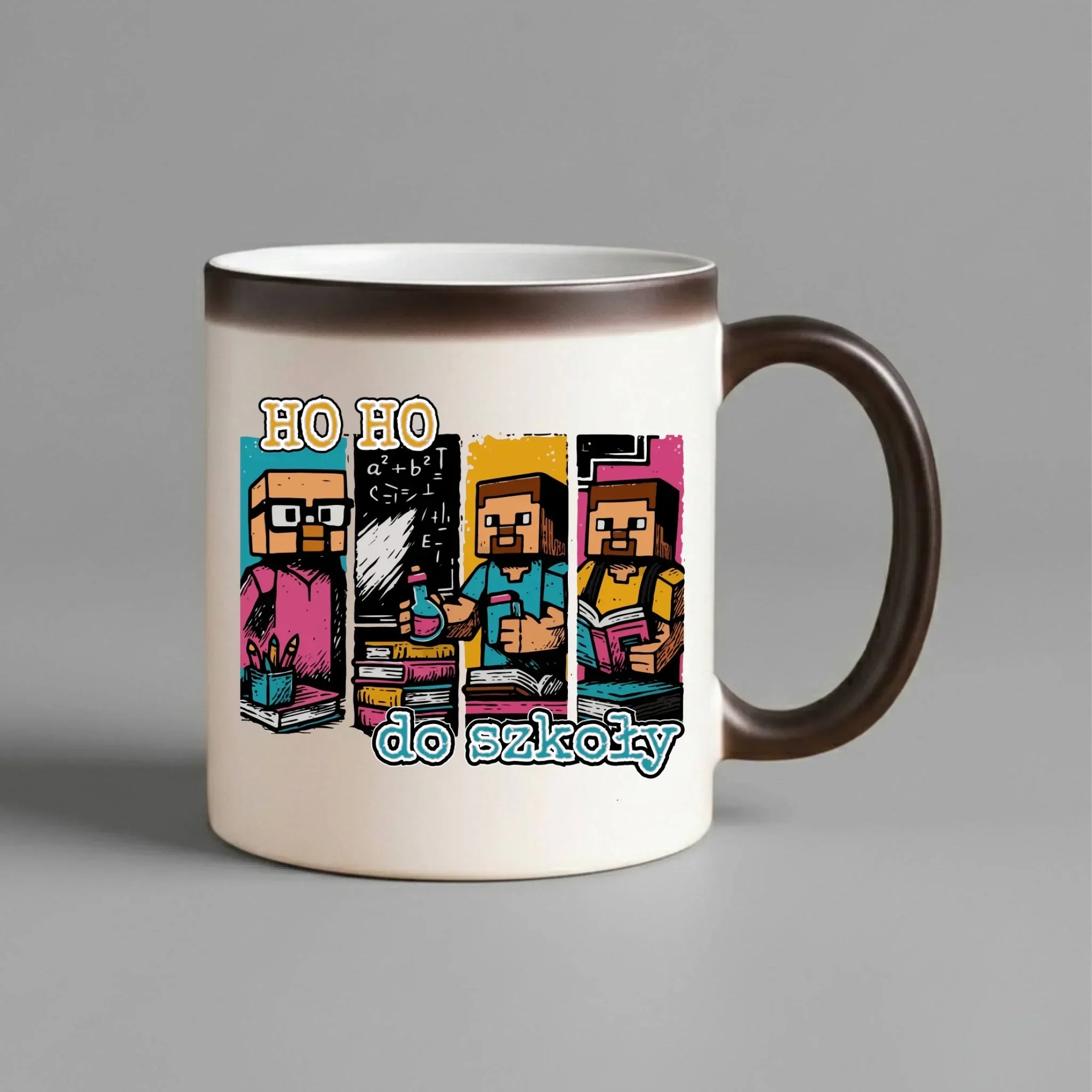 Kubek magiczny w stylu Minecraft Ho ho do szkoły SZ03 - StoryCups.pl