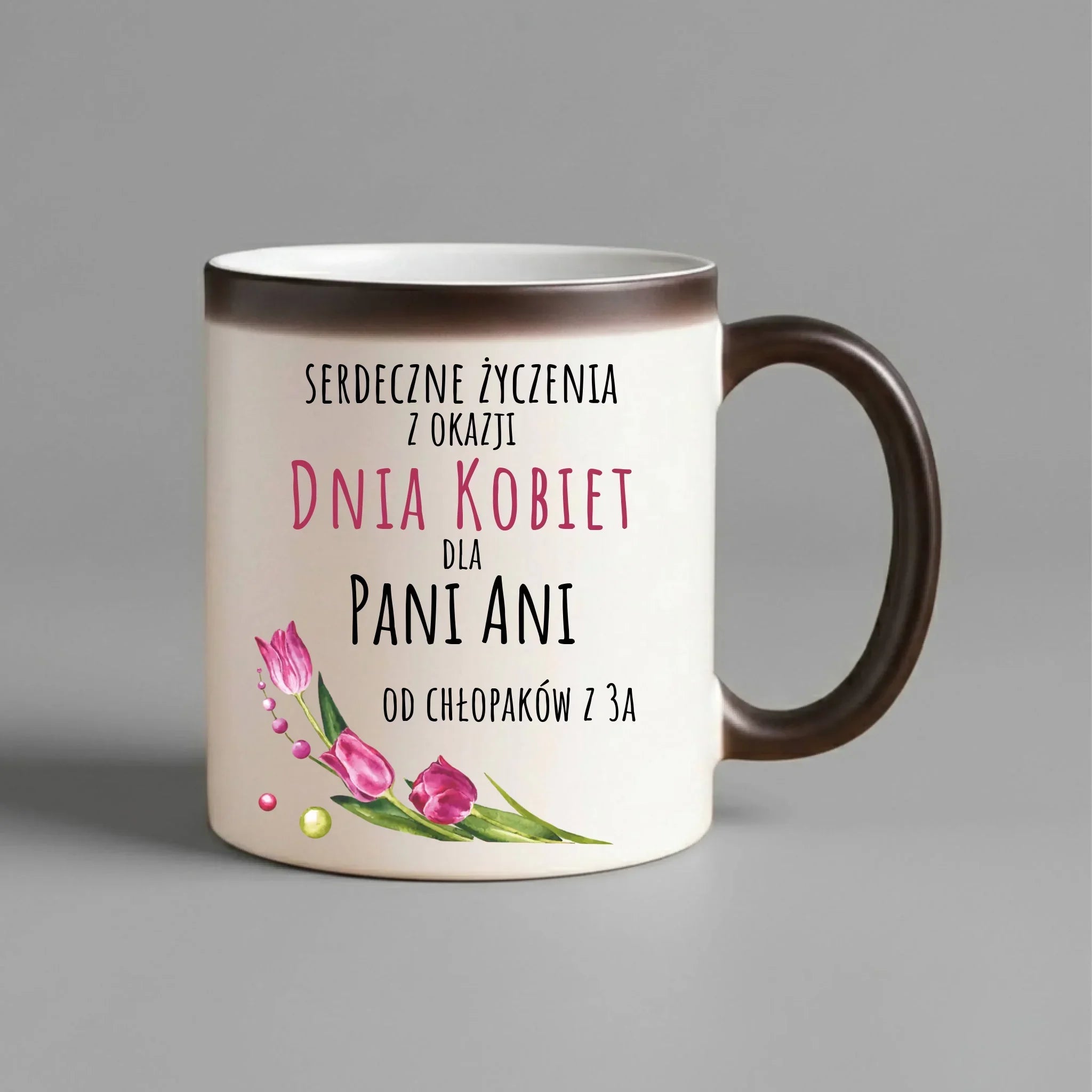 Kubek magiczny na Dzień Kobiet - Serdeczne życzenia - personalizowany DK01 - StoryCups.pl