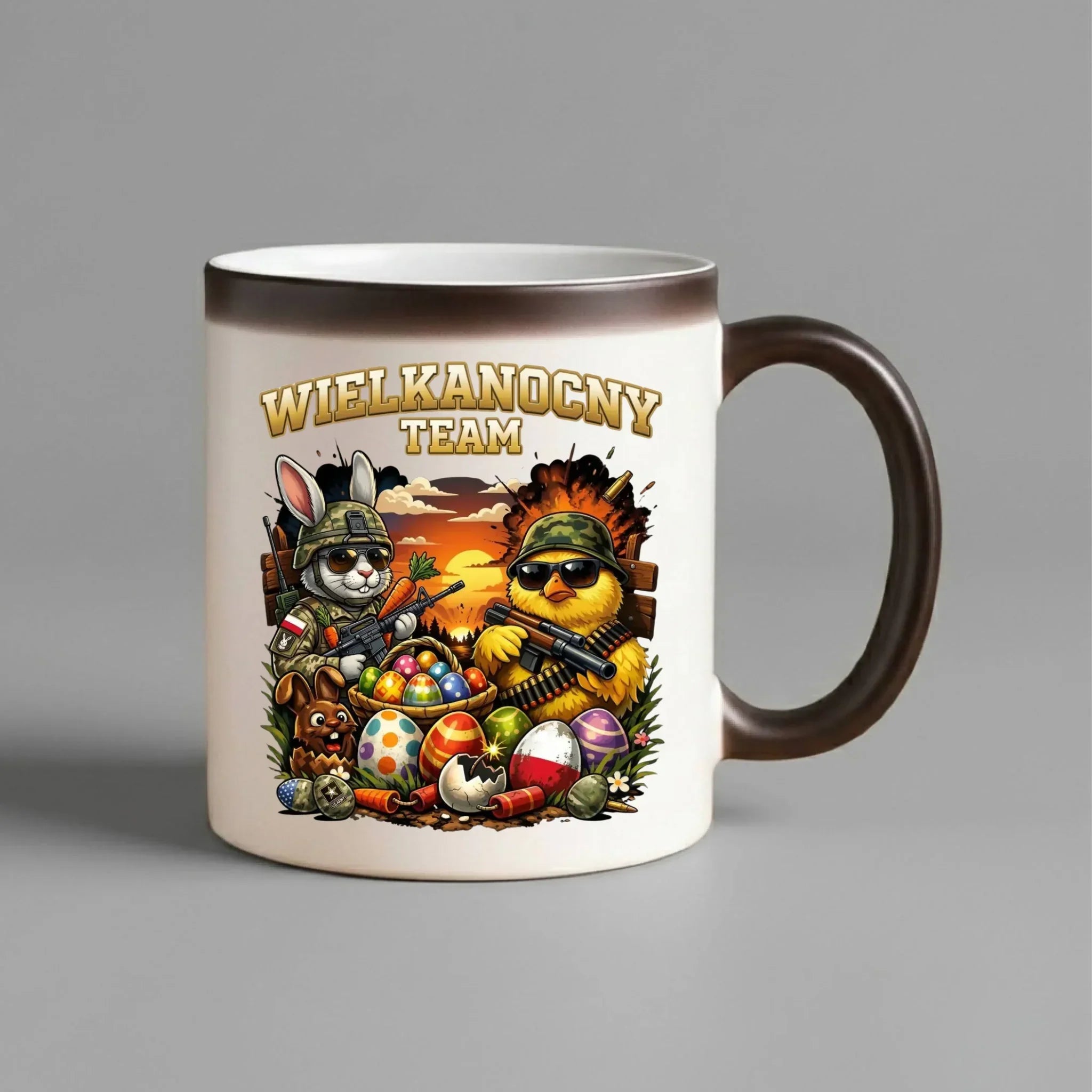 Kubek magiczny na Wielkanoc - Kurczak i zając armia Wielkanocny Team WN37 - StoryCups.pl