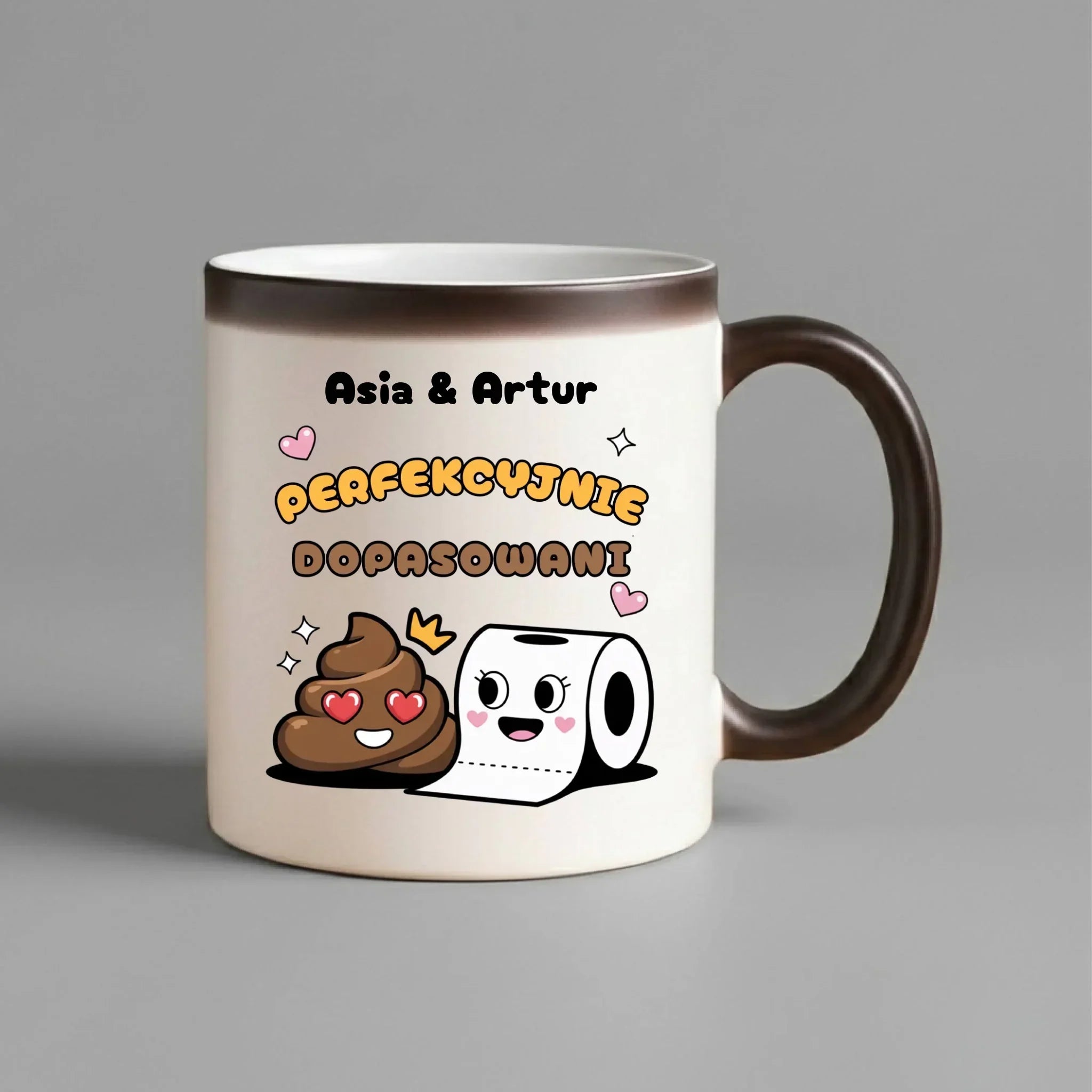 Kubek magiczny dla par - Perfekcyjnie dopasowani - personalizowany W81 - StoryCups.pl