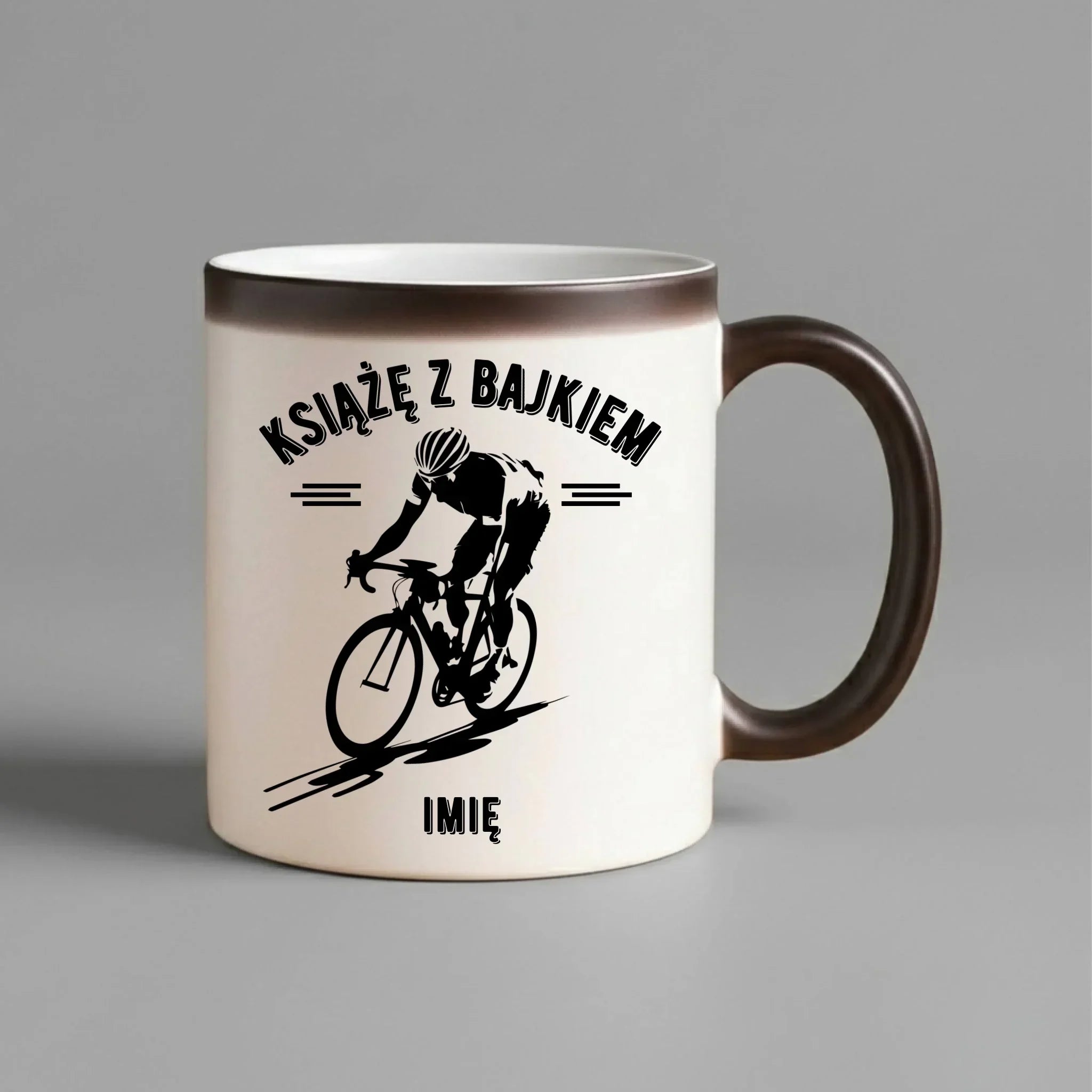 Kubek magiczny dla rowerzysty - Książę z bajkiem - personalizowany HR01 - StoryCups.pl