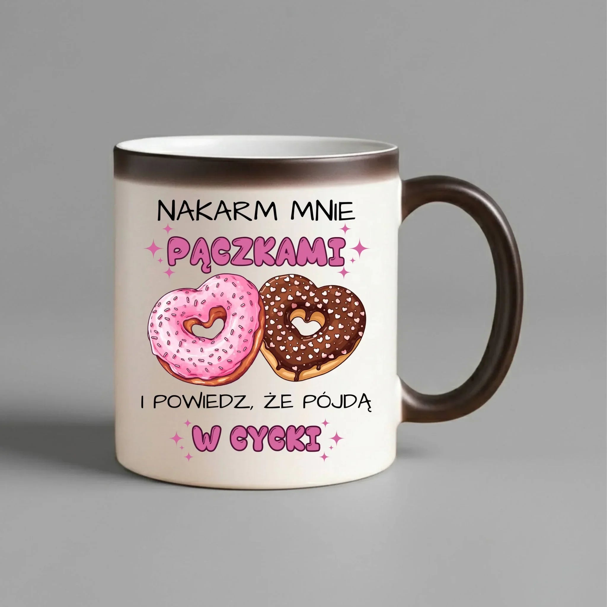 Kubek magiczny dla dziewczyny - Nakarm mnie pączkami W59 - StoryCups.pl