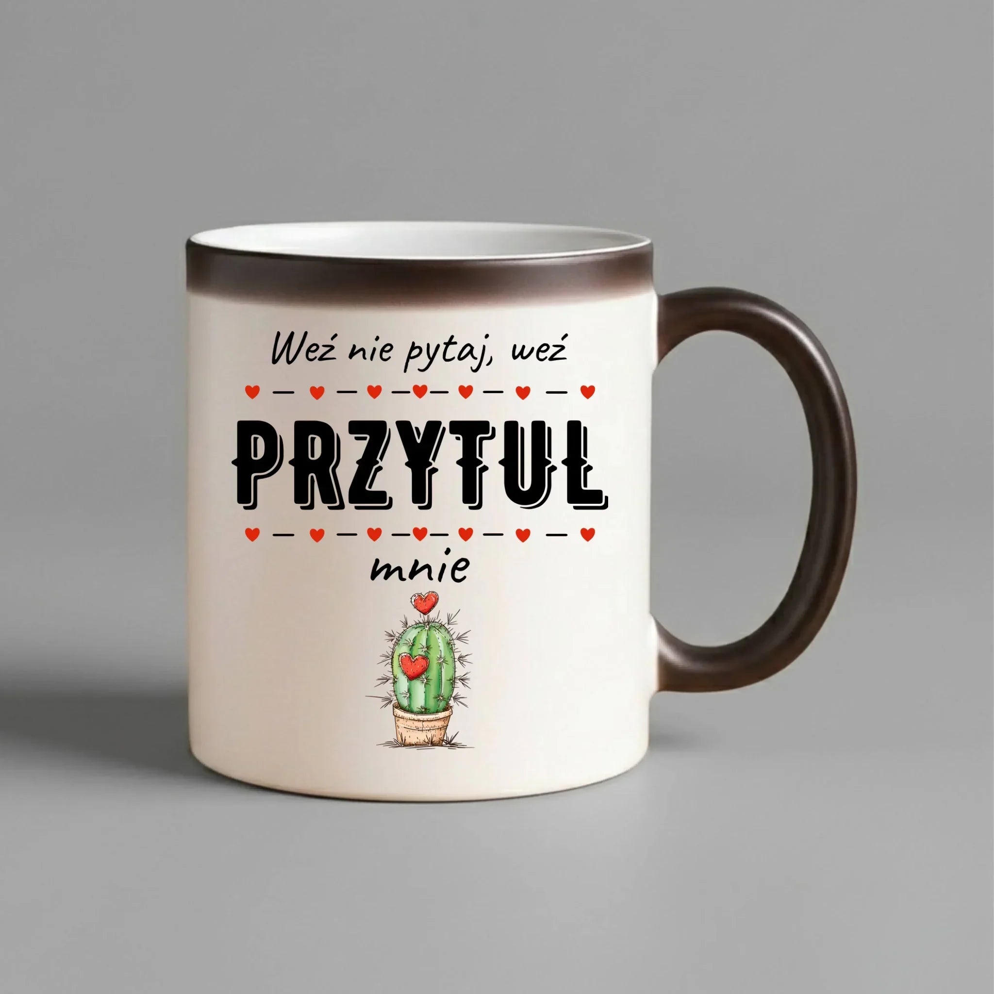 Kubek magiczny dla par - Weź nie pytaj, weź przytul mnie W49 - StoryCups.pl