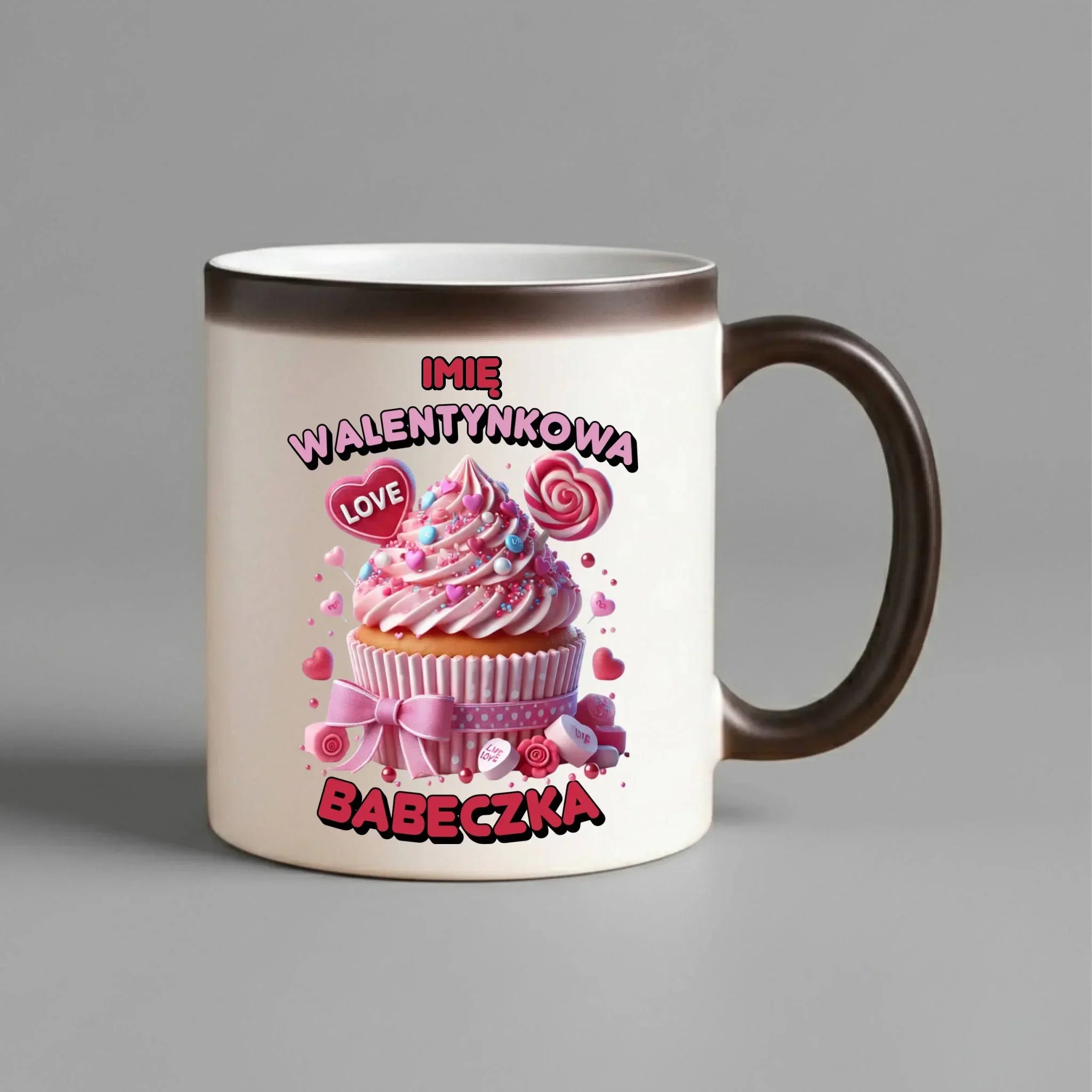 Kubek magiczny na Walentynki - Walentynkowa Babeczka - personalizowany W21 - StoryCups.pl