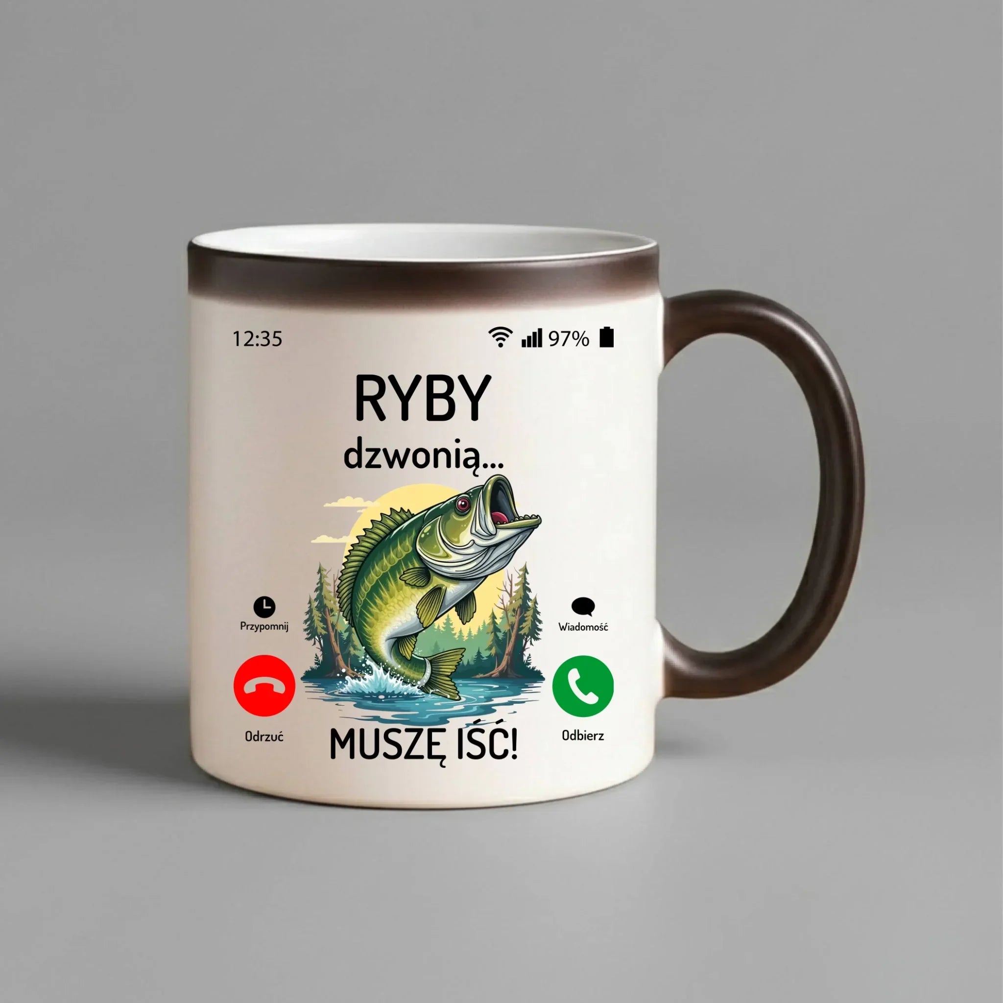 Kubek magiczny dla dziadka wędkarza - Ryby dzwonią muszę iść D37 - StoryCups.pl