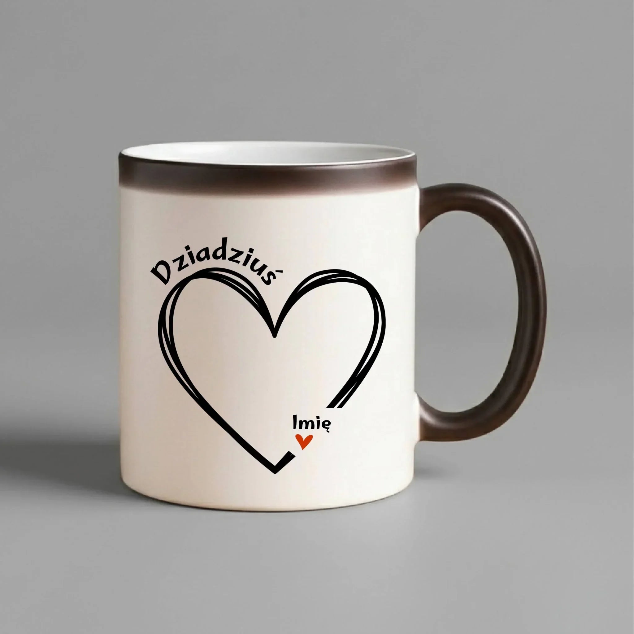 Kubek magiczny dla dziadka - Serce z imionami wnuków 1-7 - personalizowany D26 - StoryCups.pl