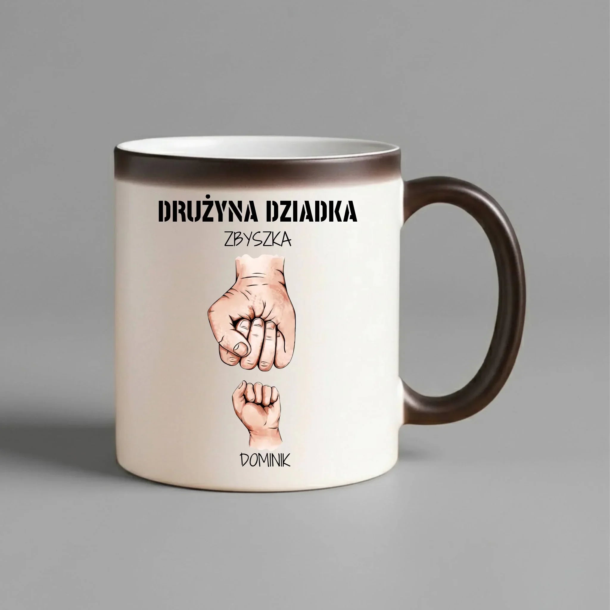 Kubek magiczny dla dziadka - Drużyna dziadka 1-6 imion wnuków - personalizowany D07 - StoryCups.pl