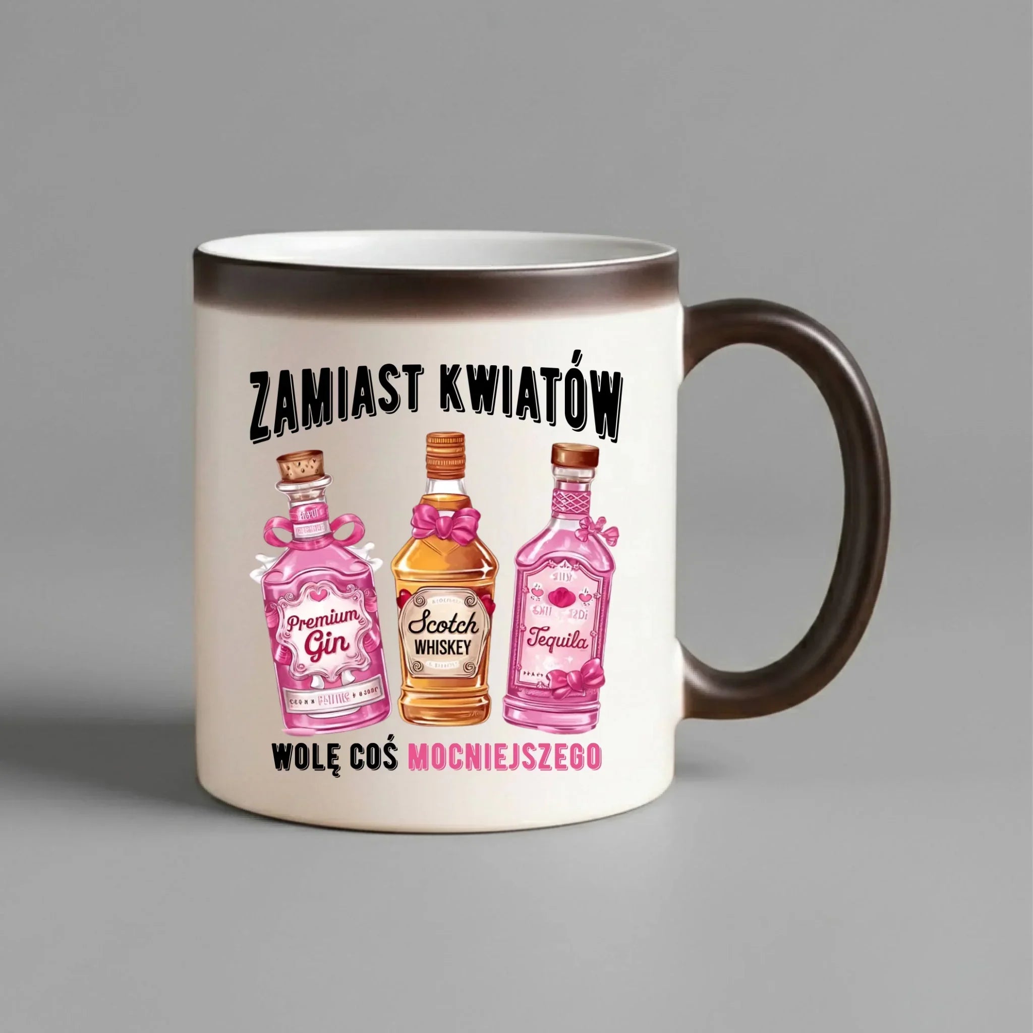 Kubek magiczny dla niej - Zamiast kwiatów wolę coś mocniejszego W42 - StoryCups.pl