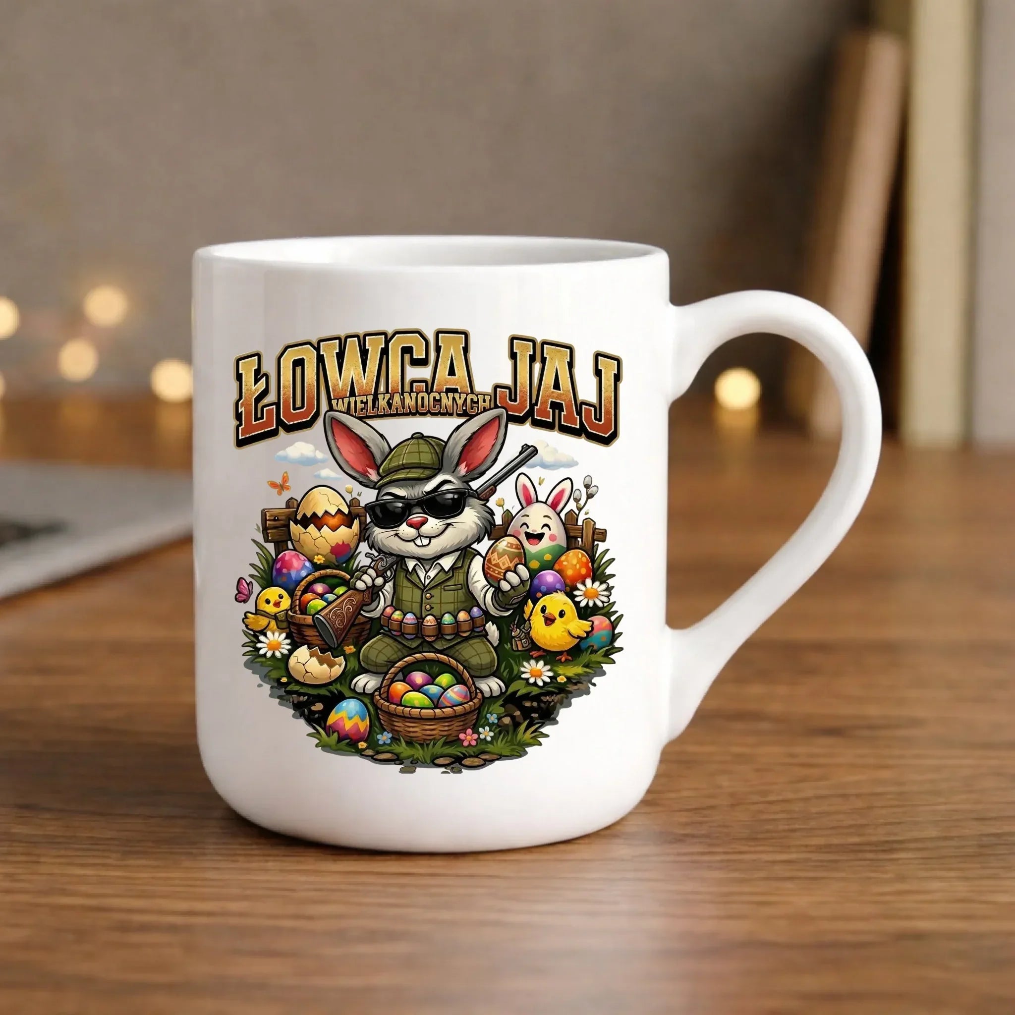 Kubek elegant wielkanocny - Zając Łowca Jaj WN12 - StoryCups.pl