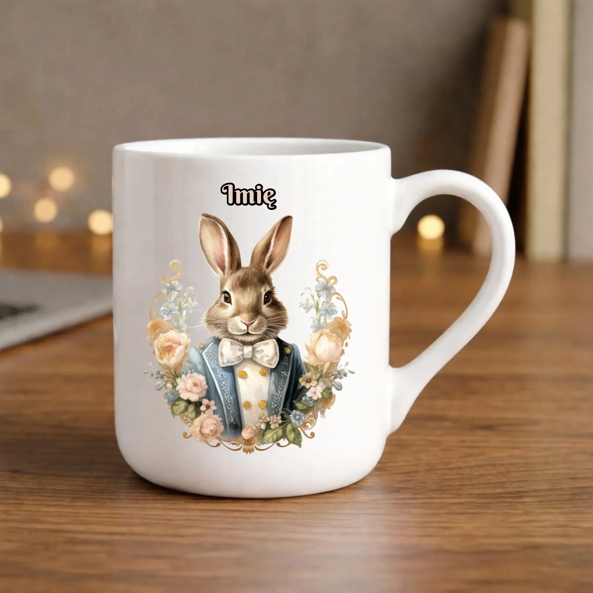 Kubek elegant na Wielkanoc - Pan Zając - Prezent personalizowany WN06 - StoryCups.pl
