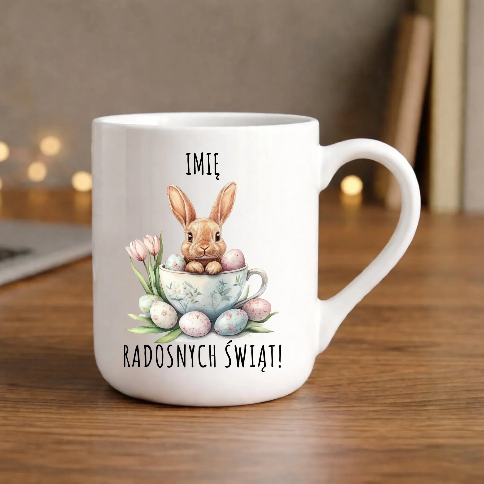 Kubek elegant na Wielkanoc - Zajączek radosnych świąt - personalizowany WN01 - StoryCups.pl