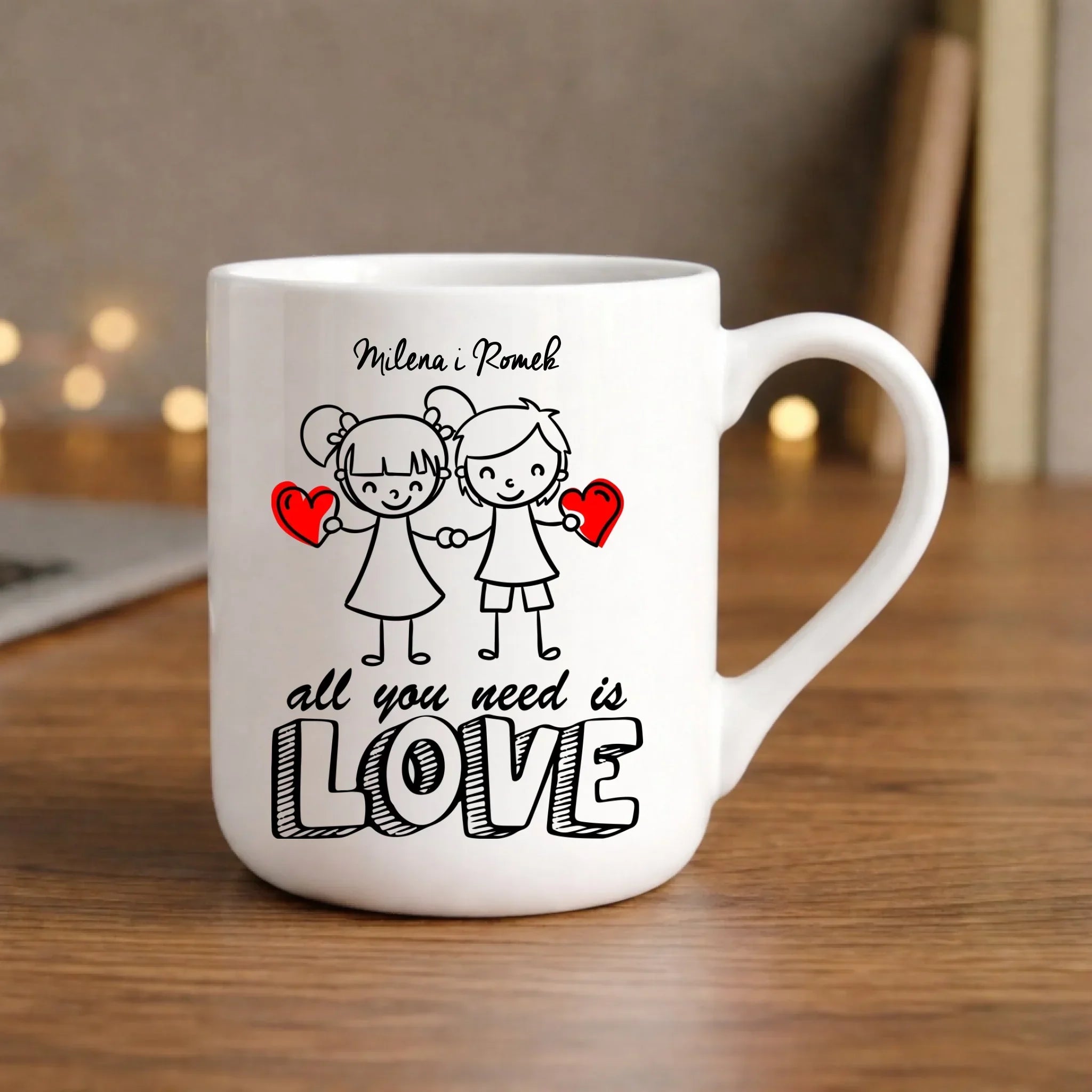 Kubek elegant dla par - All You need is love - personalizowany W13 - StoryCups.pl
