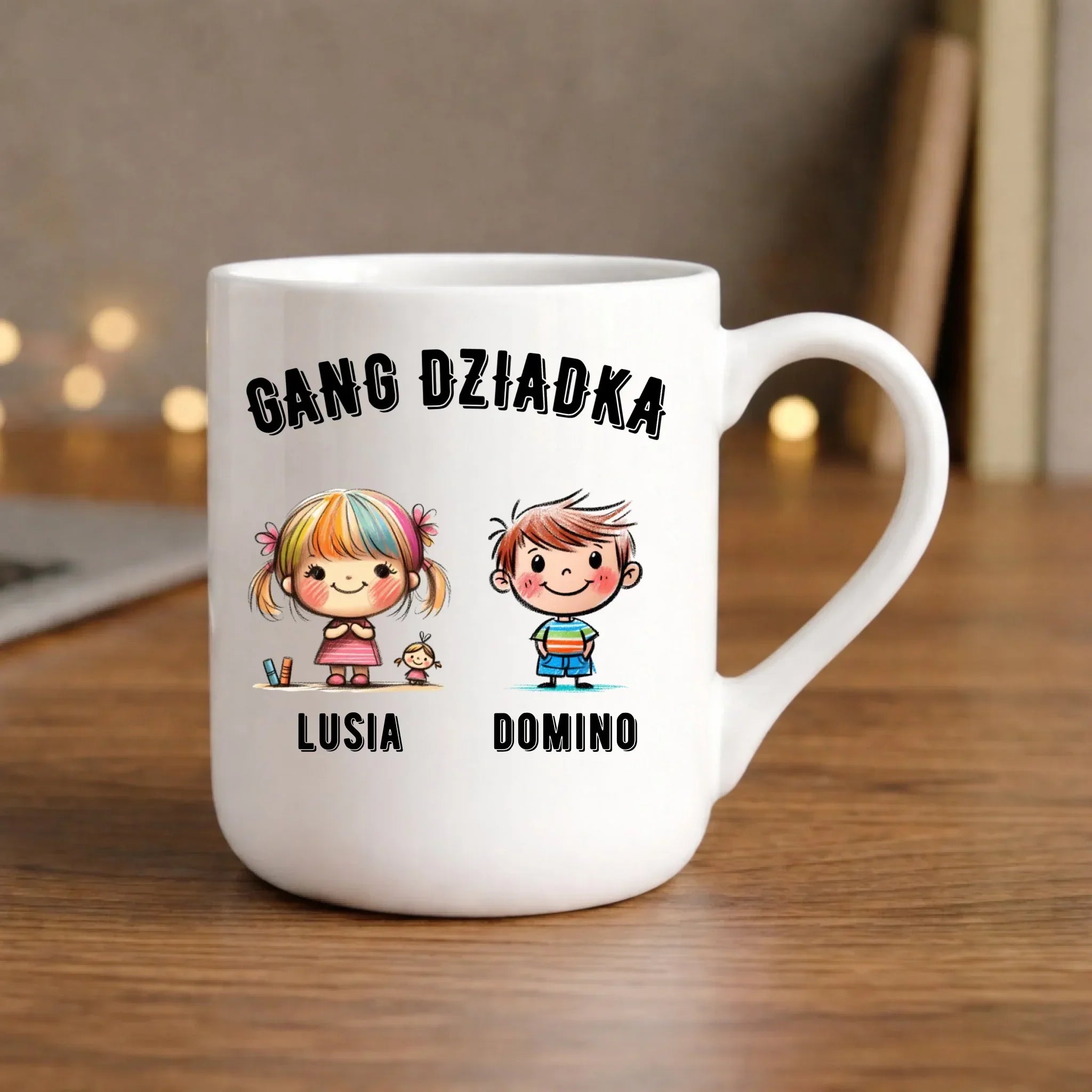 Kubek elegant dla dziadka - Gang Dziadka imiona wnuków 2-6 - personalizowany D18 - StoryCups.pl