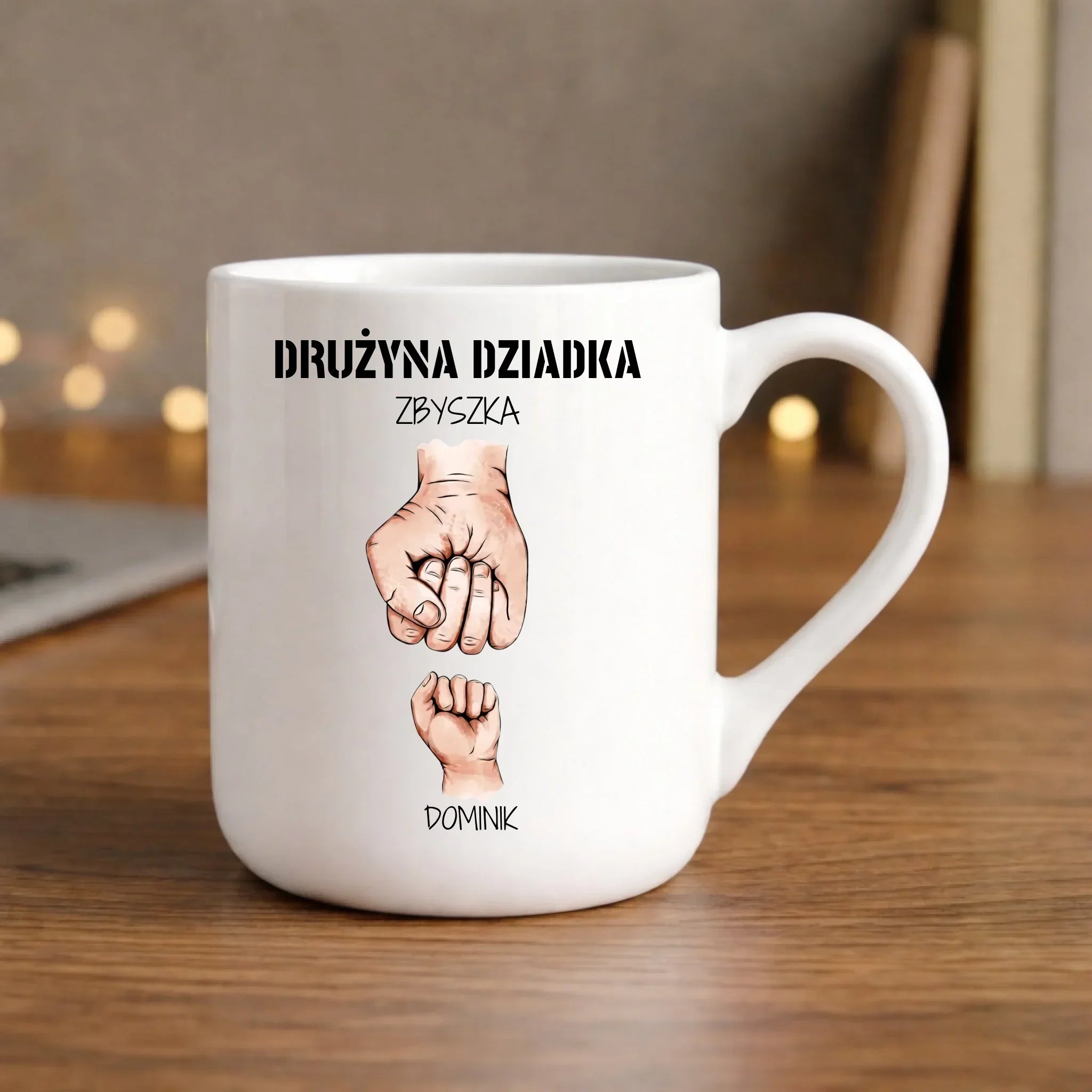 Kubek elegant dla dziadka - Drużyna dziadka 1-6 imion wnuków - personalizowany D07 - StoryCups.pl