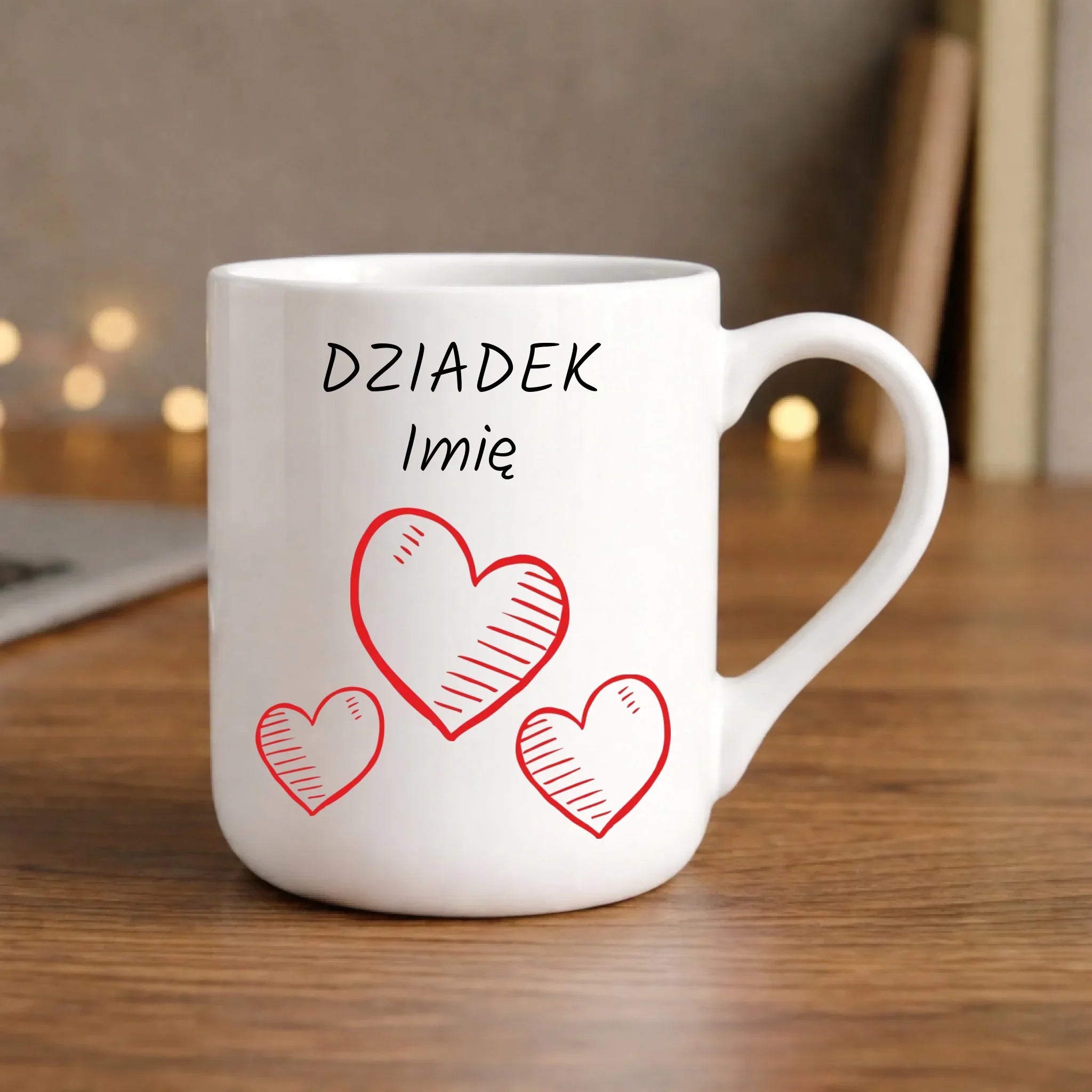 Kubek elegant dla dziadka - Serca - personalizowany D01 - StoryCups.pl