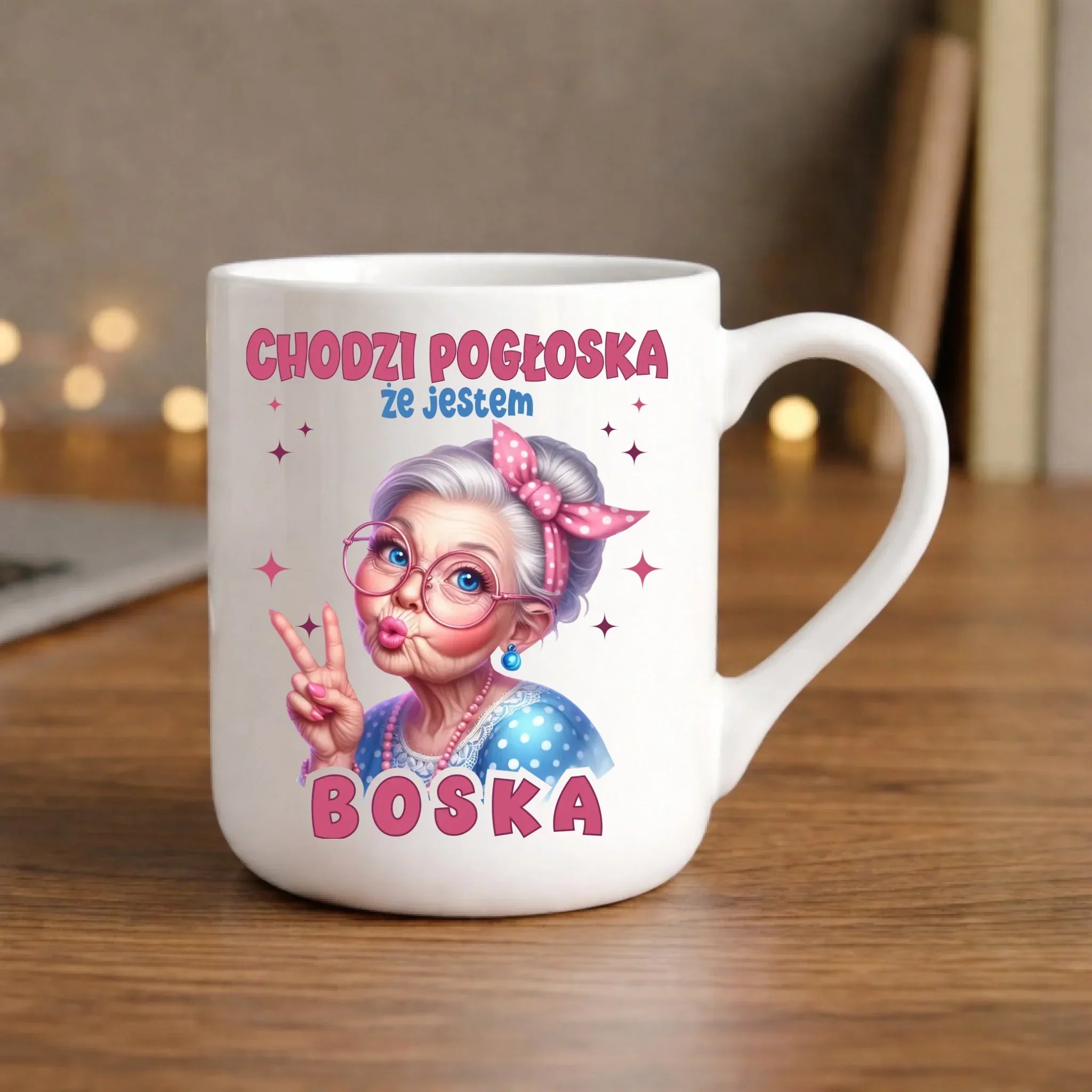 Kubek elegant dla babci - Chodzi pogłoska, że jestem boska B16 - StoryCups.pl